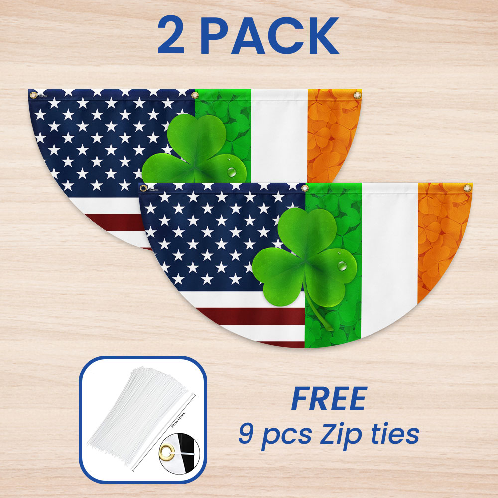Irish Shamrock American Non-Pleated Fan Flag