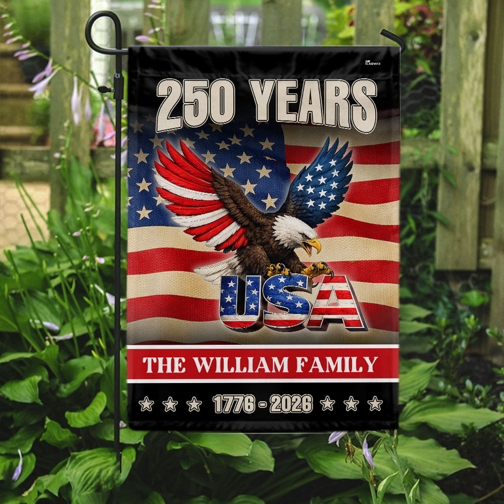 Custom Name American 1776 2026 Flag, Personalized 250 Years Eagle USA Flag