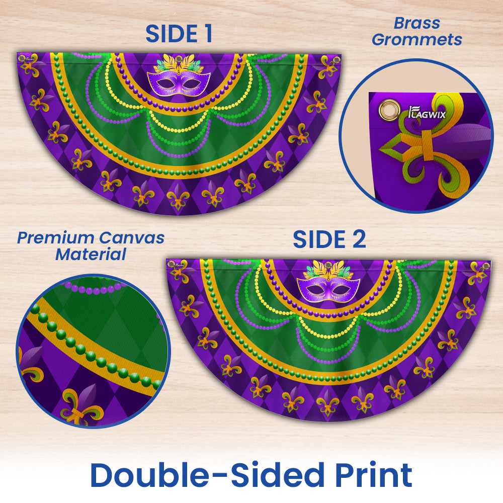 Mardi Grass Mask of Carnival, Non-Pleated Fan Flag