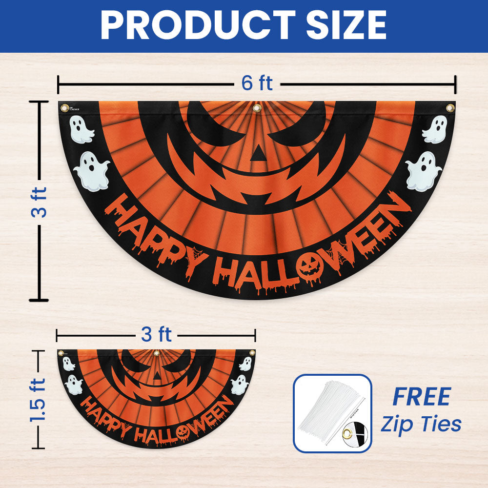 Happy Halloween Scary Pumpkin Non-Pleated Fan Flag