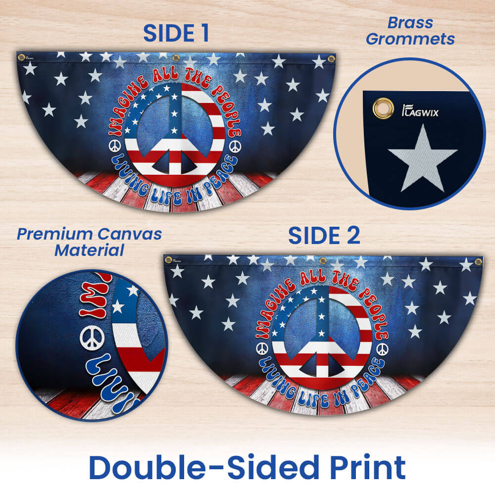 Hippie Peace Sign Living Life In Peace American Non-Pleated Fan Flag