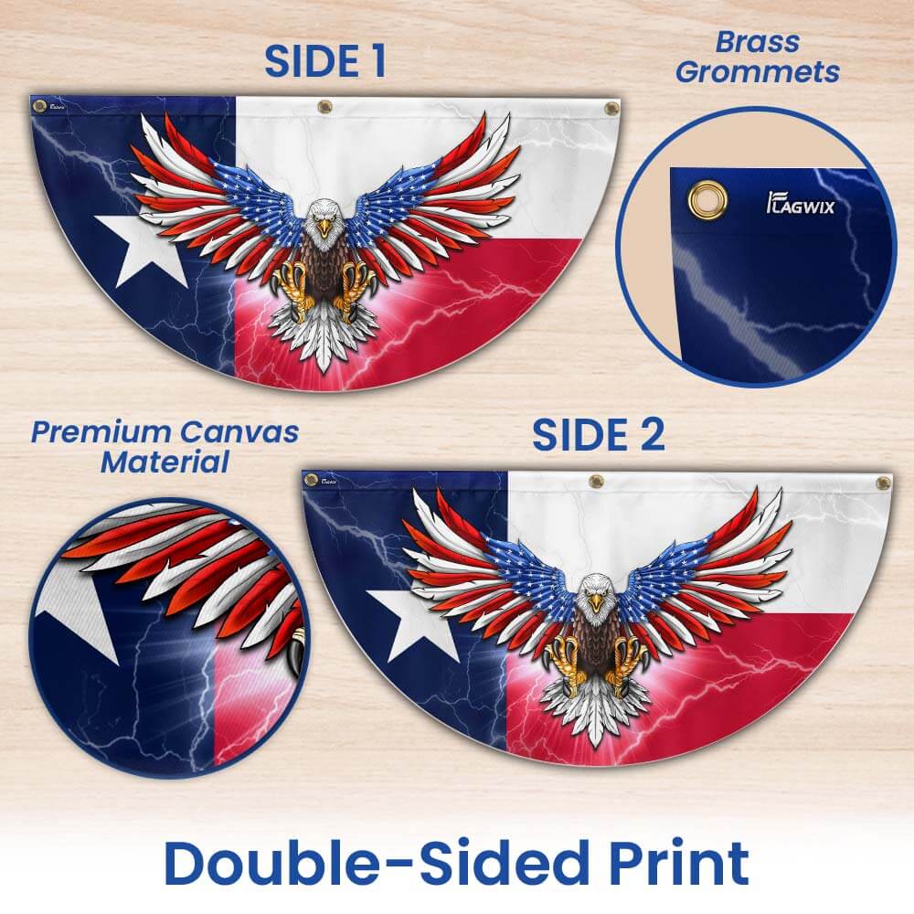 Texas American Eagle Non-Pleated Fan Flag