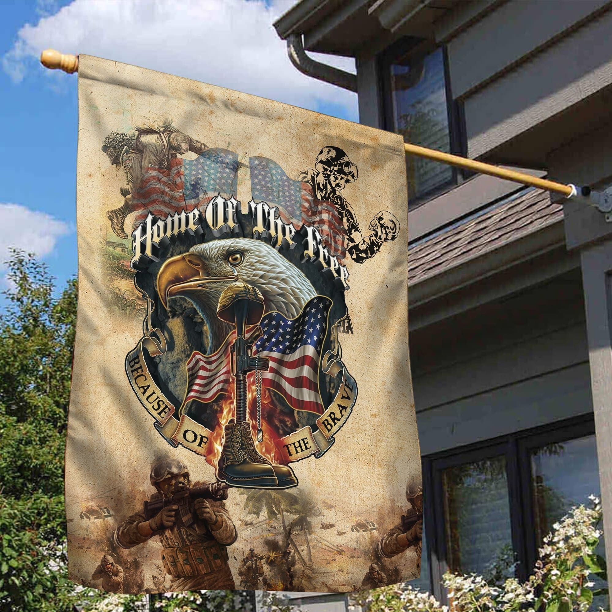Premium Home Of The Free Veteran Flag