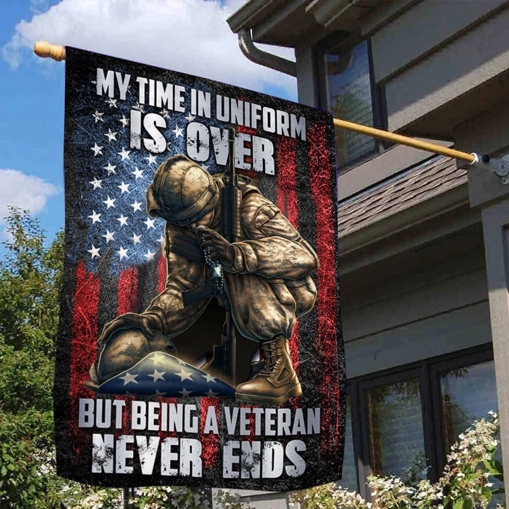 Premium A Veteran Never Ends Flag