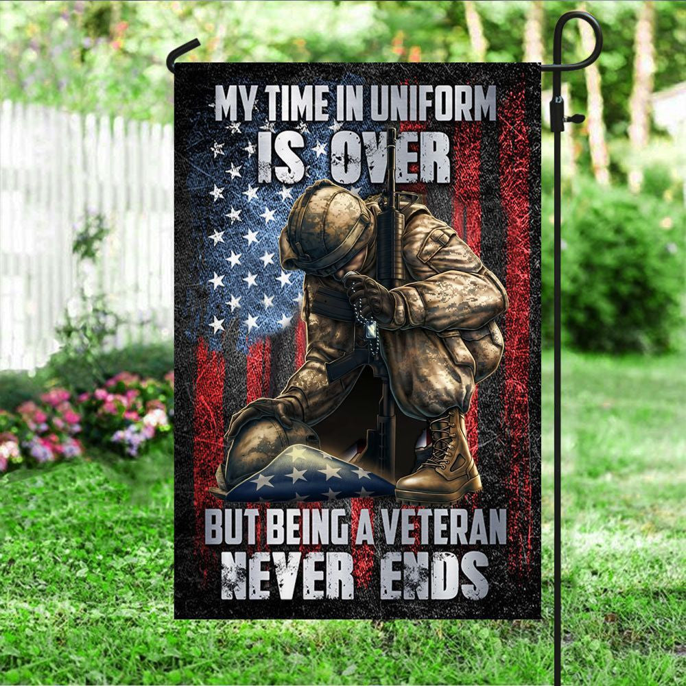 Premium A Veteran Never Ends Flag