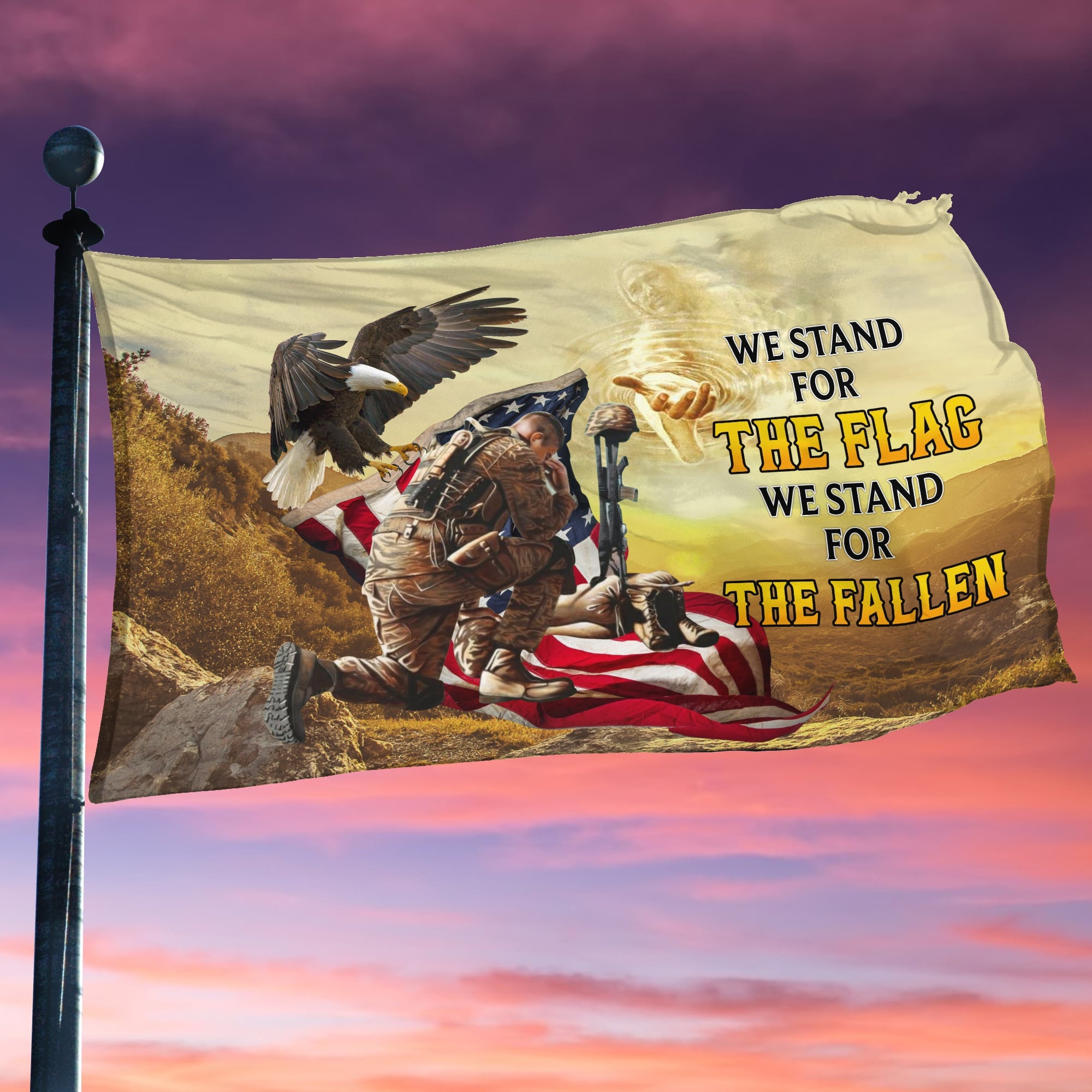 Premium We Stand For The Flag We Kneel For The Fallen Grommet Flag