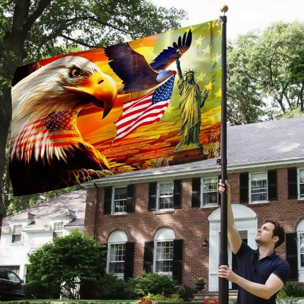 American Pride Grommet Flag Eagle Sunset Freedom