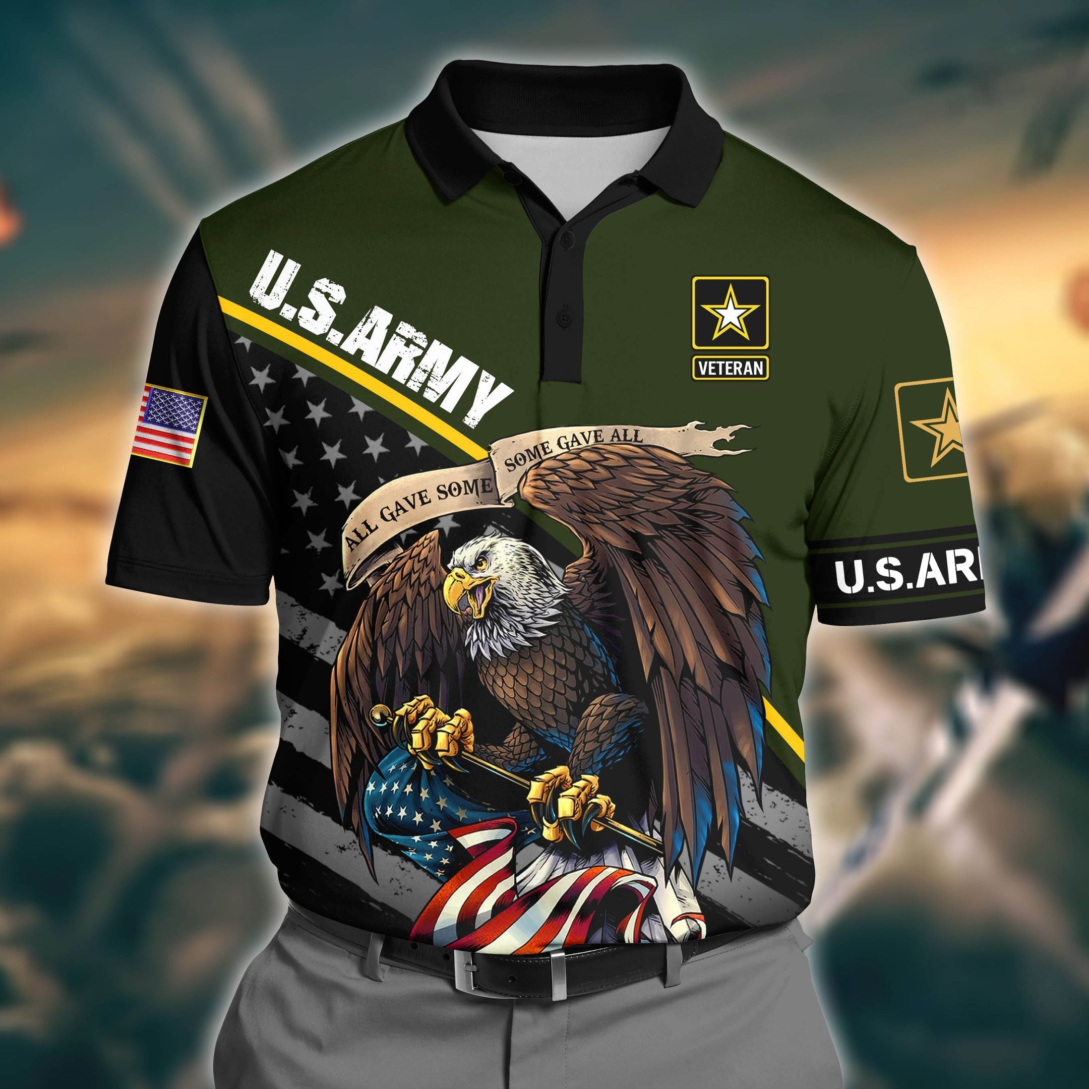 Premium U.S Army 2 3D Polo All Over Printed