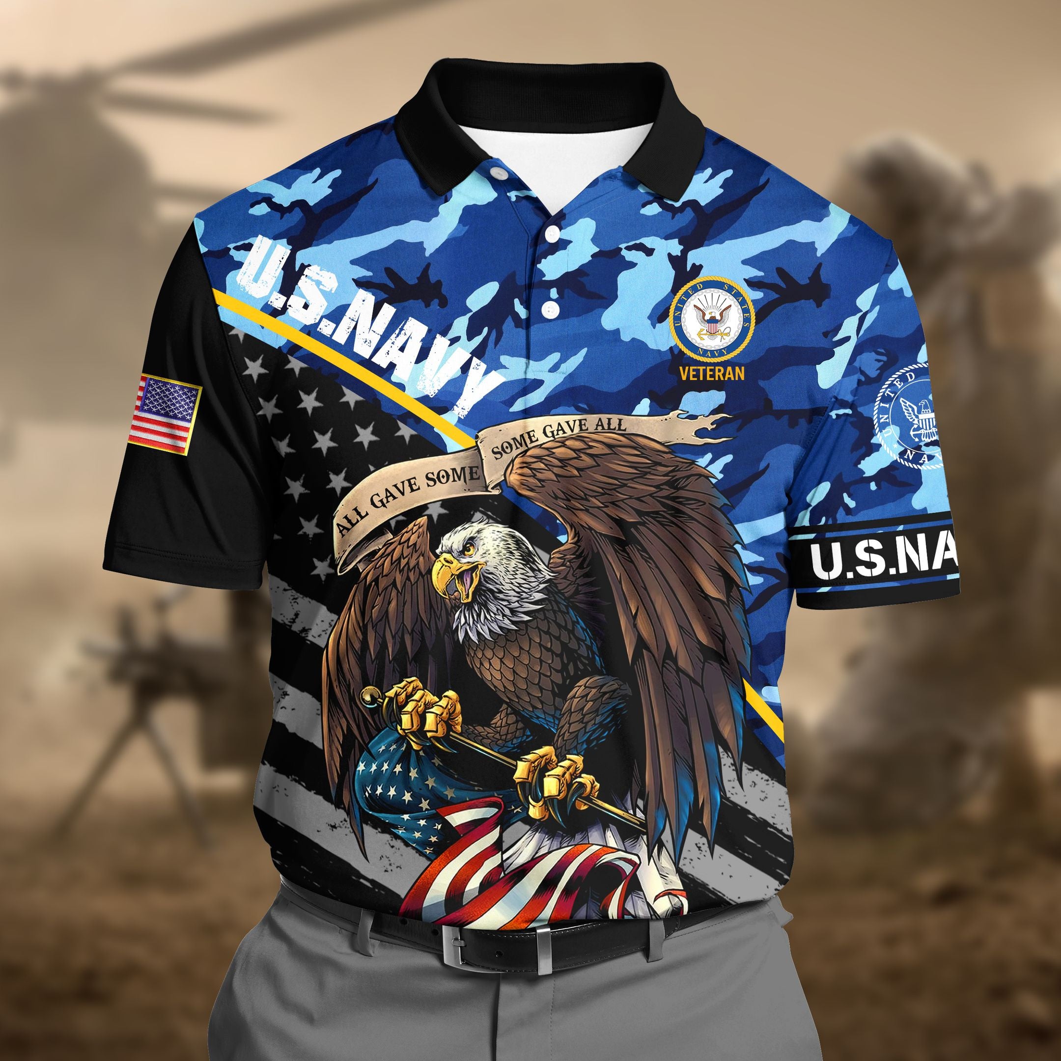 Premium U.S Navy Camo 3D Polo All Over Printed
