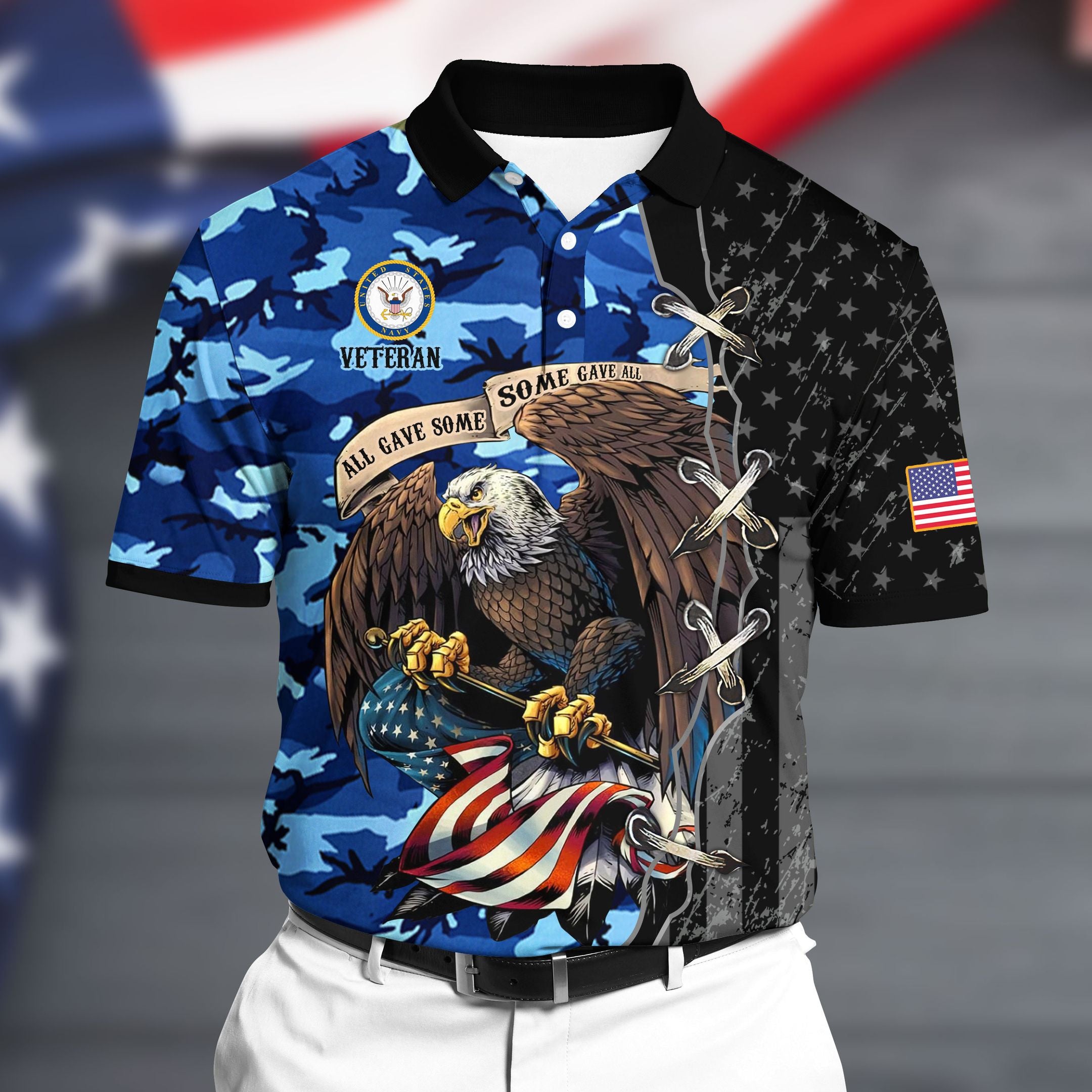 Premium U.S Navy Polo All Over Printed