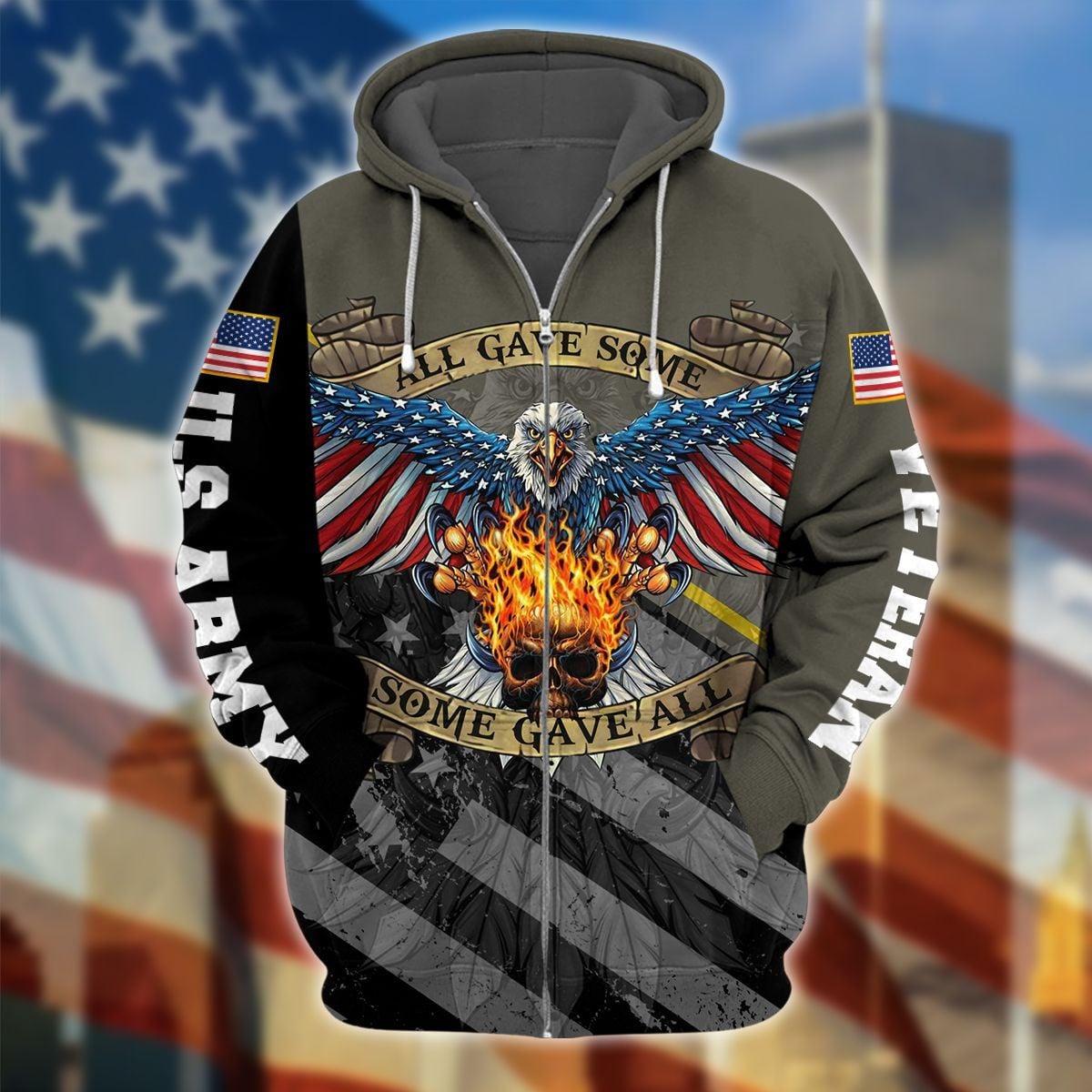 Premium Unique US Veteran Zip Hoodie