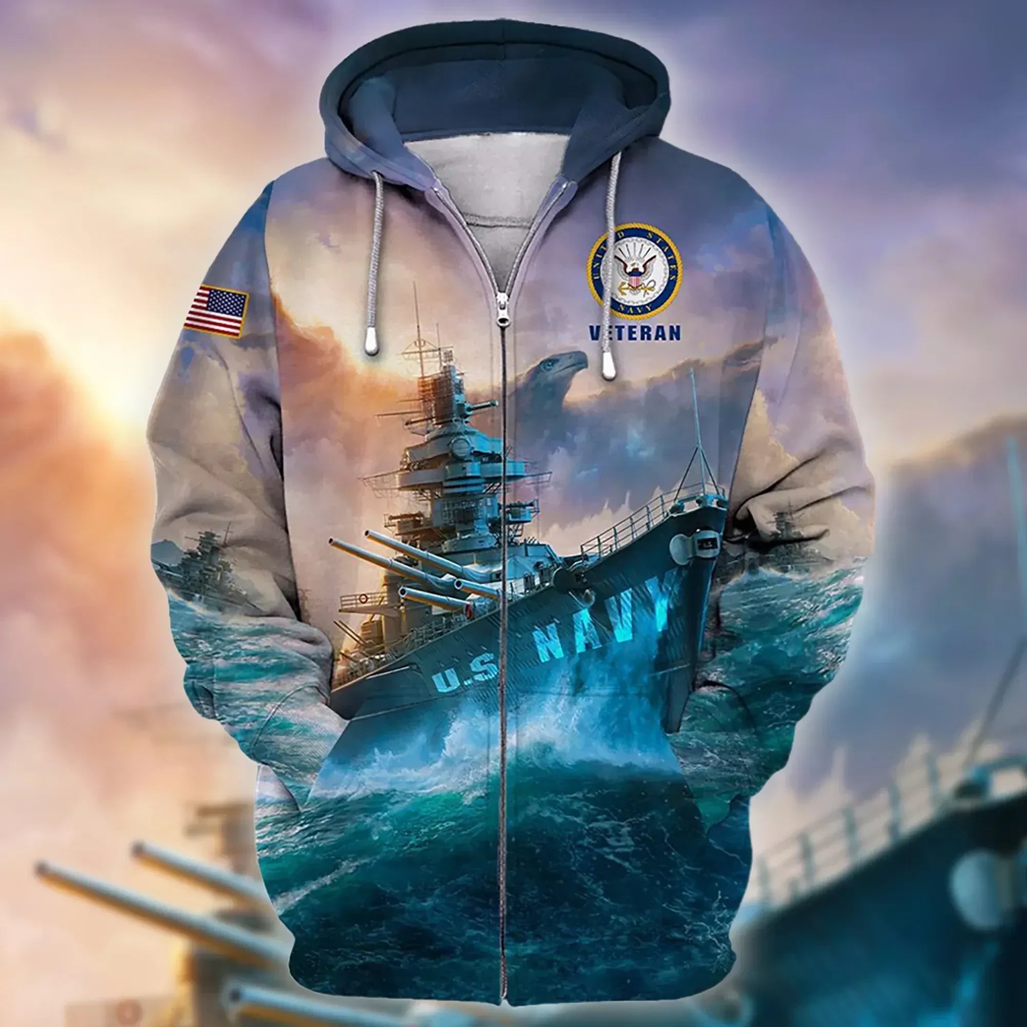 Premium Unique Veteran Zip Hoodie Ultra Soft and Warm