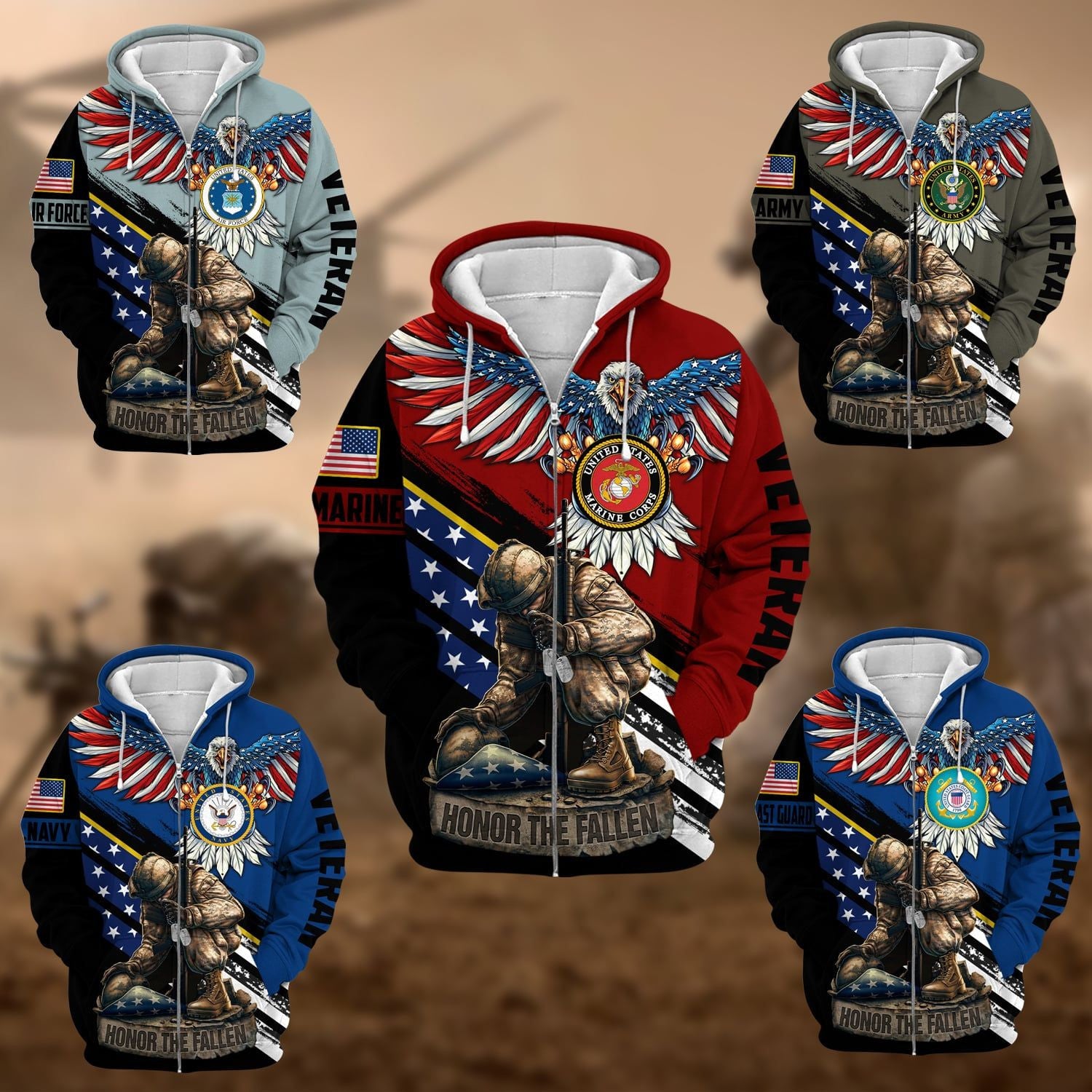 Unique Honor The Fallen Veteran Zip Hoodie