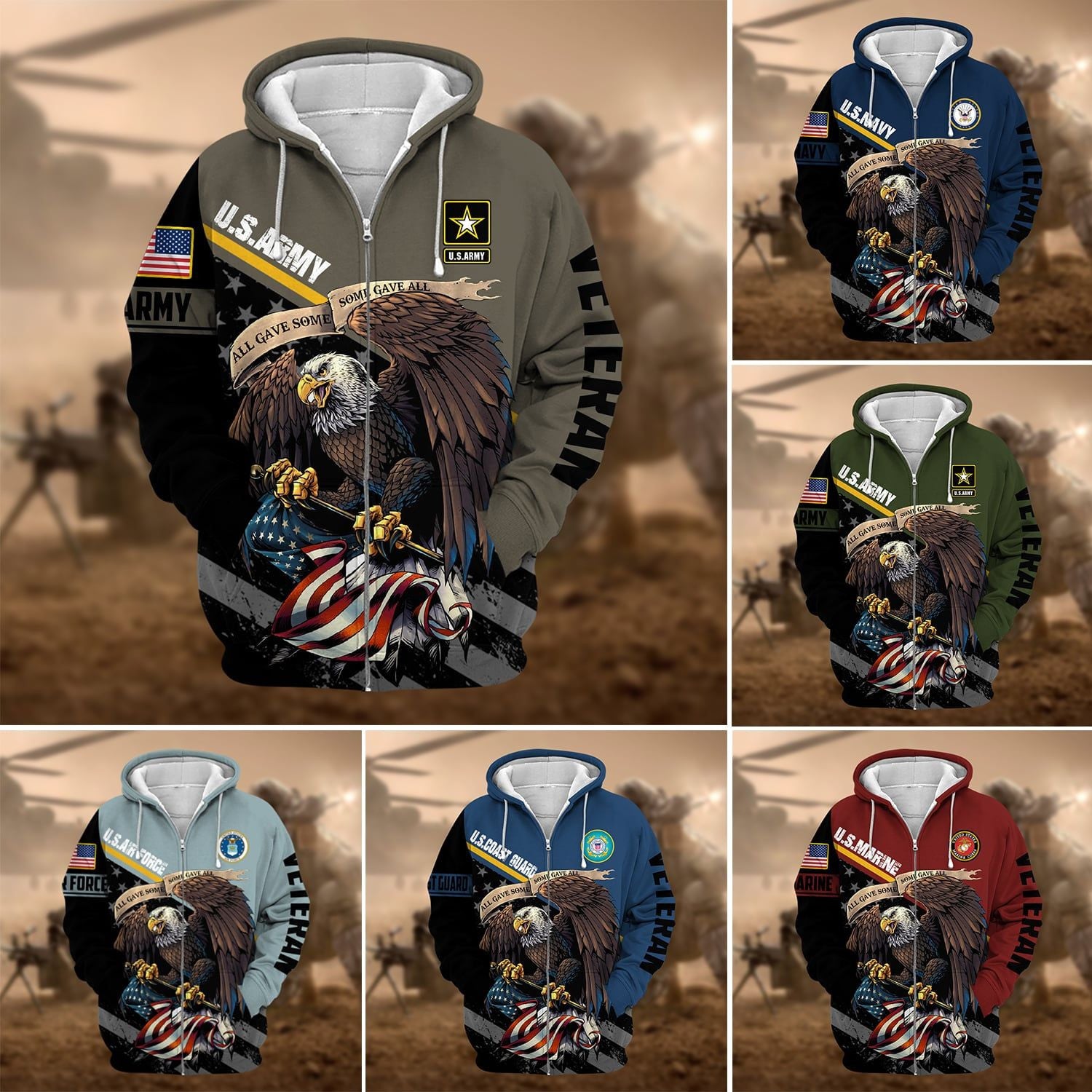 Premium American Veteran Zip Hoodie