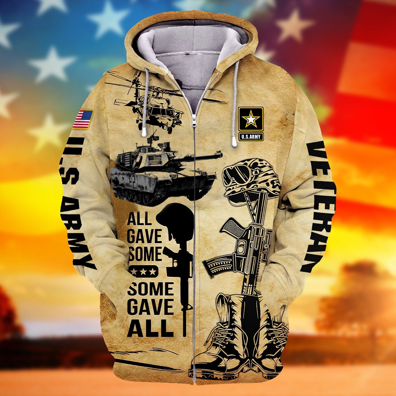 Premium American Veteran U.S Army Zip Hoodie