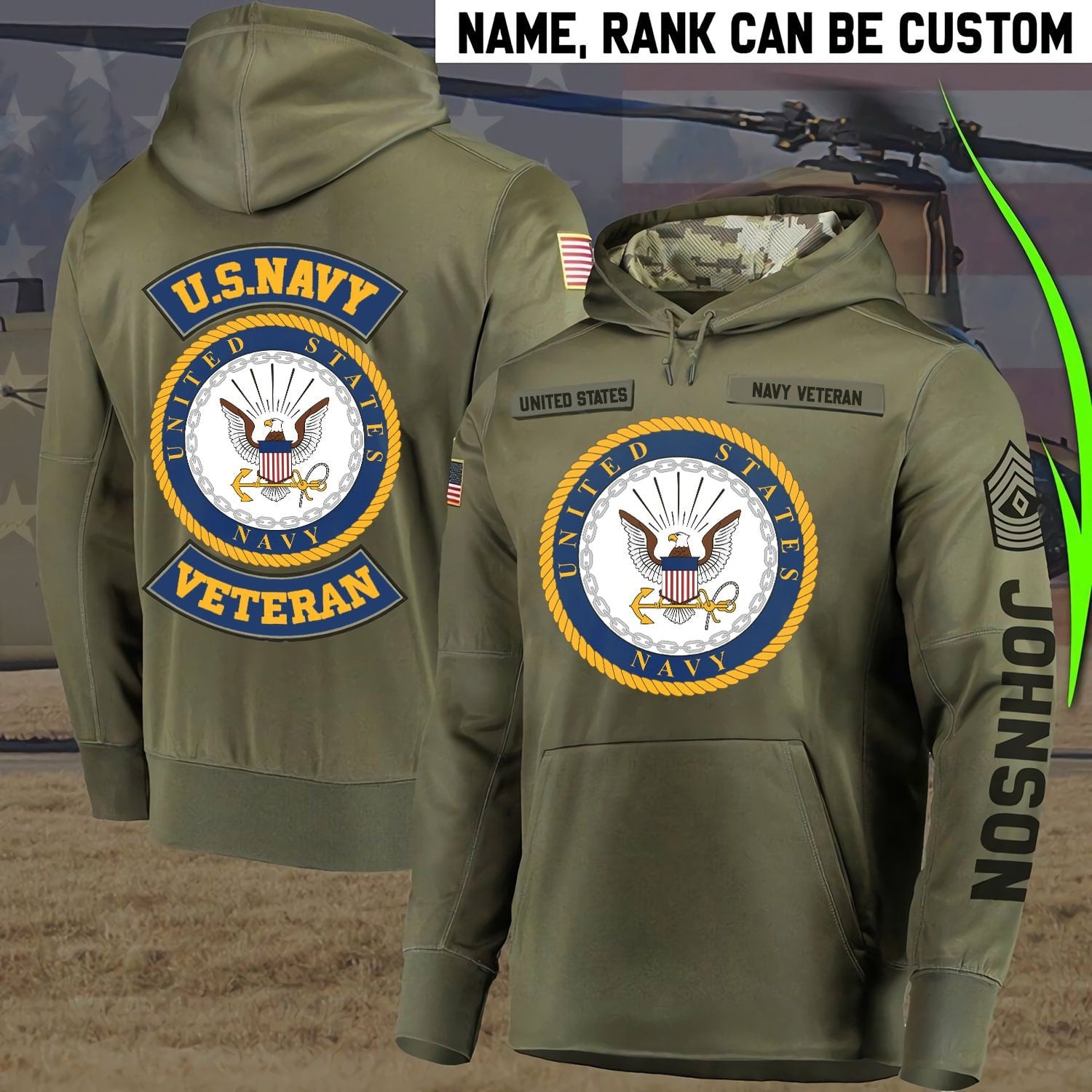 Personalized Multiple US Military Services Veteran Hoodie