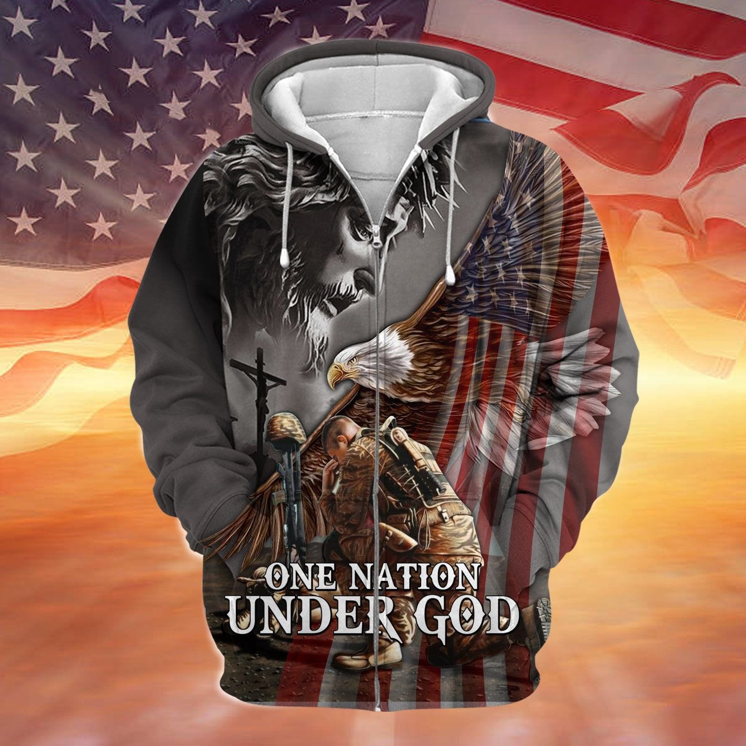 Premium Giesu With Veteran Hoodie And Zip Hoodie