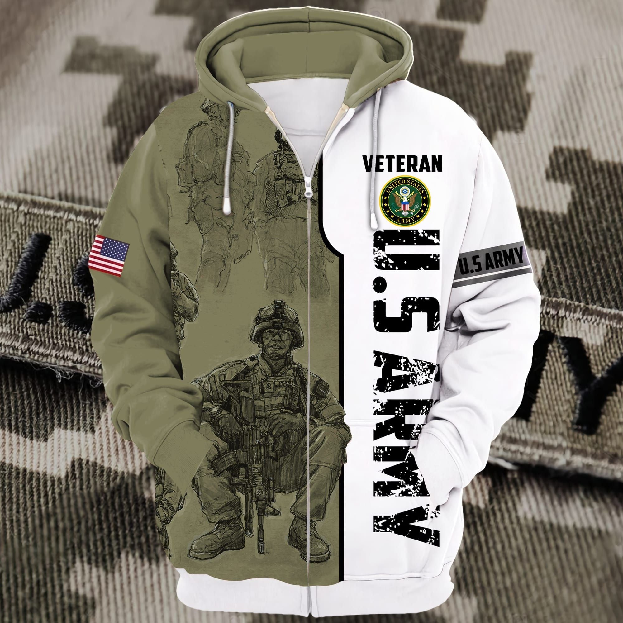 Premium U.S Army Veteran Zip Hoodie