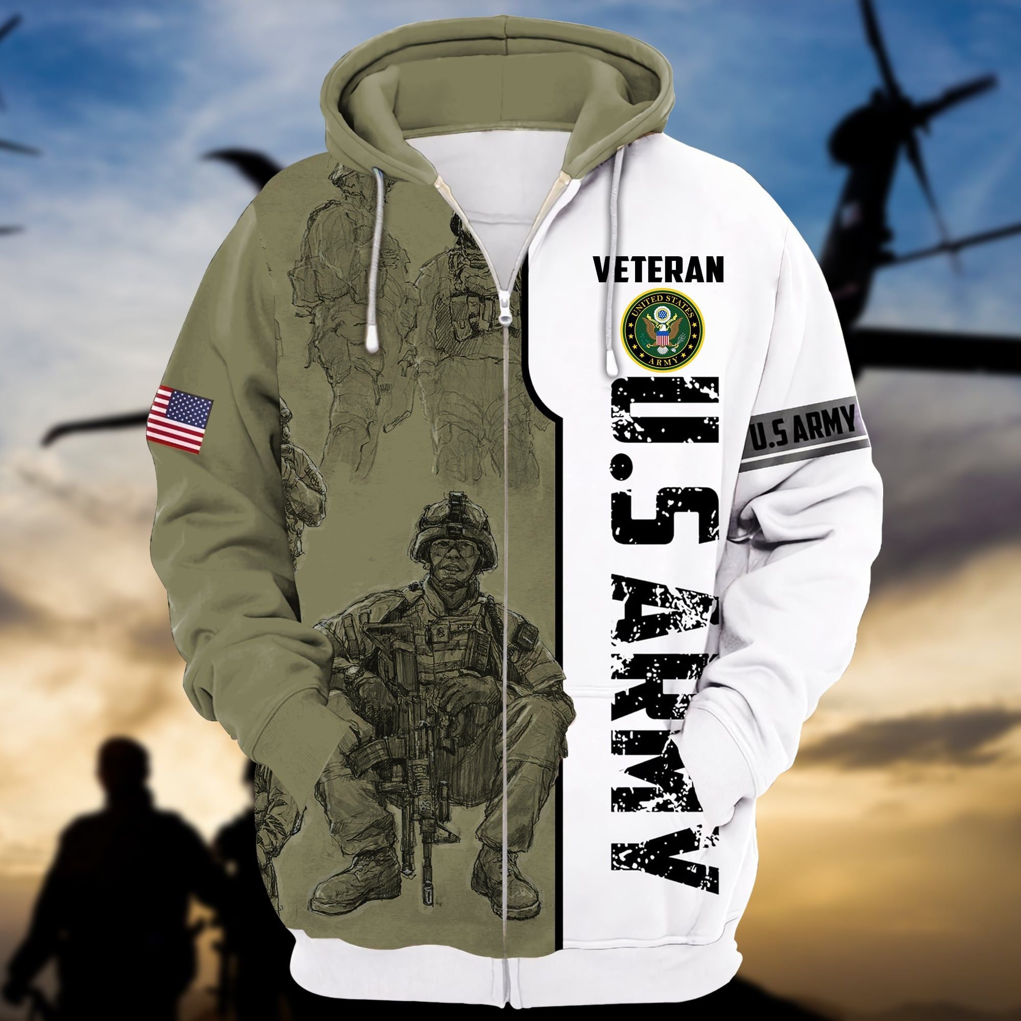 Premium U.S Army Veteran Zip Hoodie