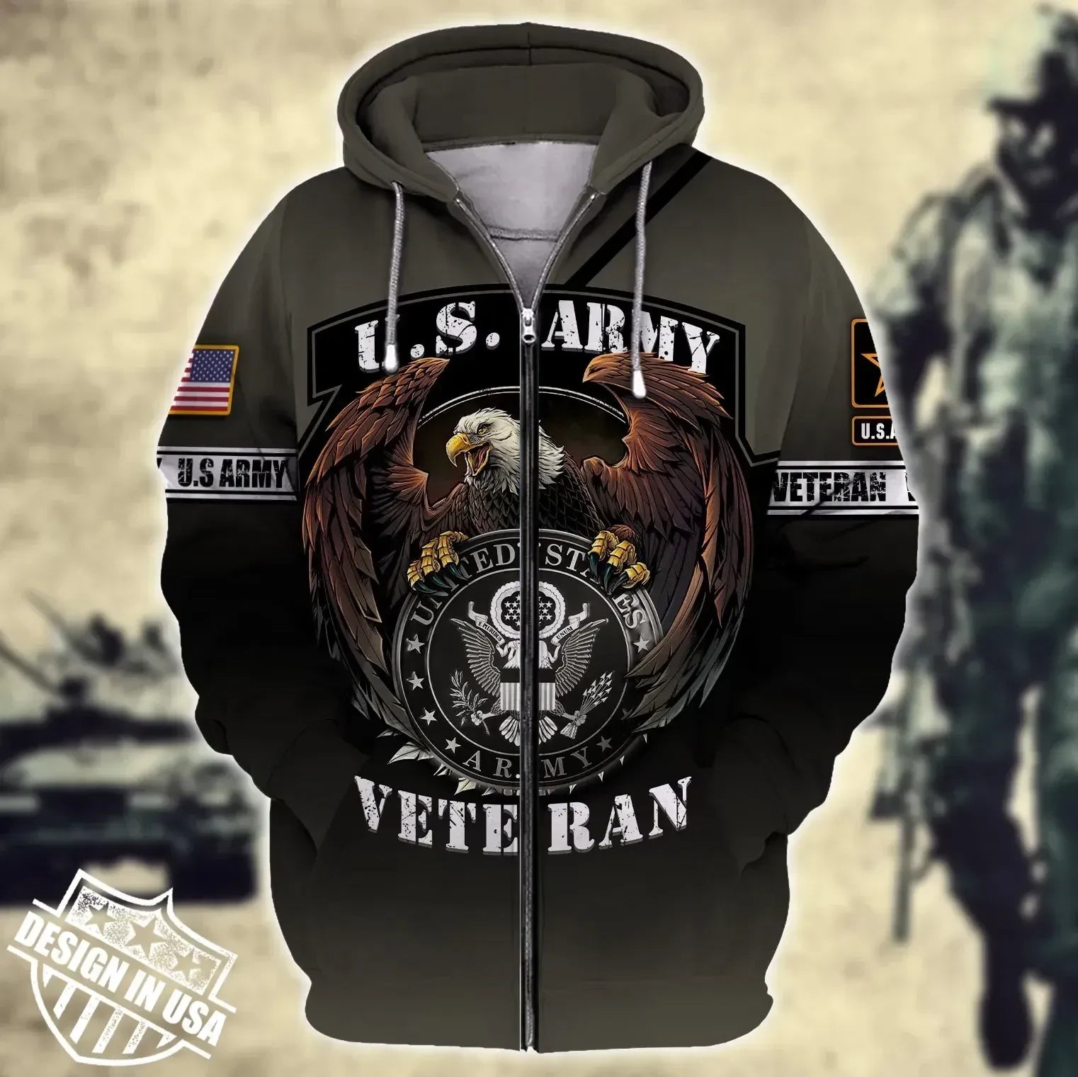 Premium Unique Veteran Zip Hoodie Ultra Soft and Warm