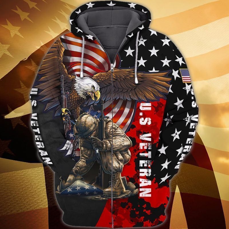 Premium Unique American Veteran Zip Hoodie Ultra Soft And Warm