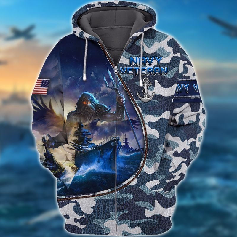 Premium Unique Navy Veteran Hoodie Ultra Soft and Warm