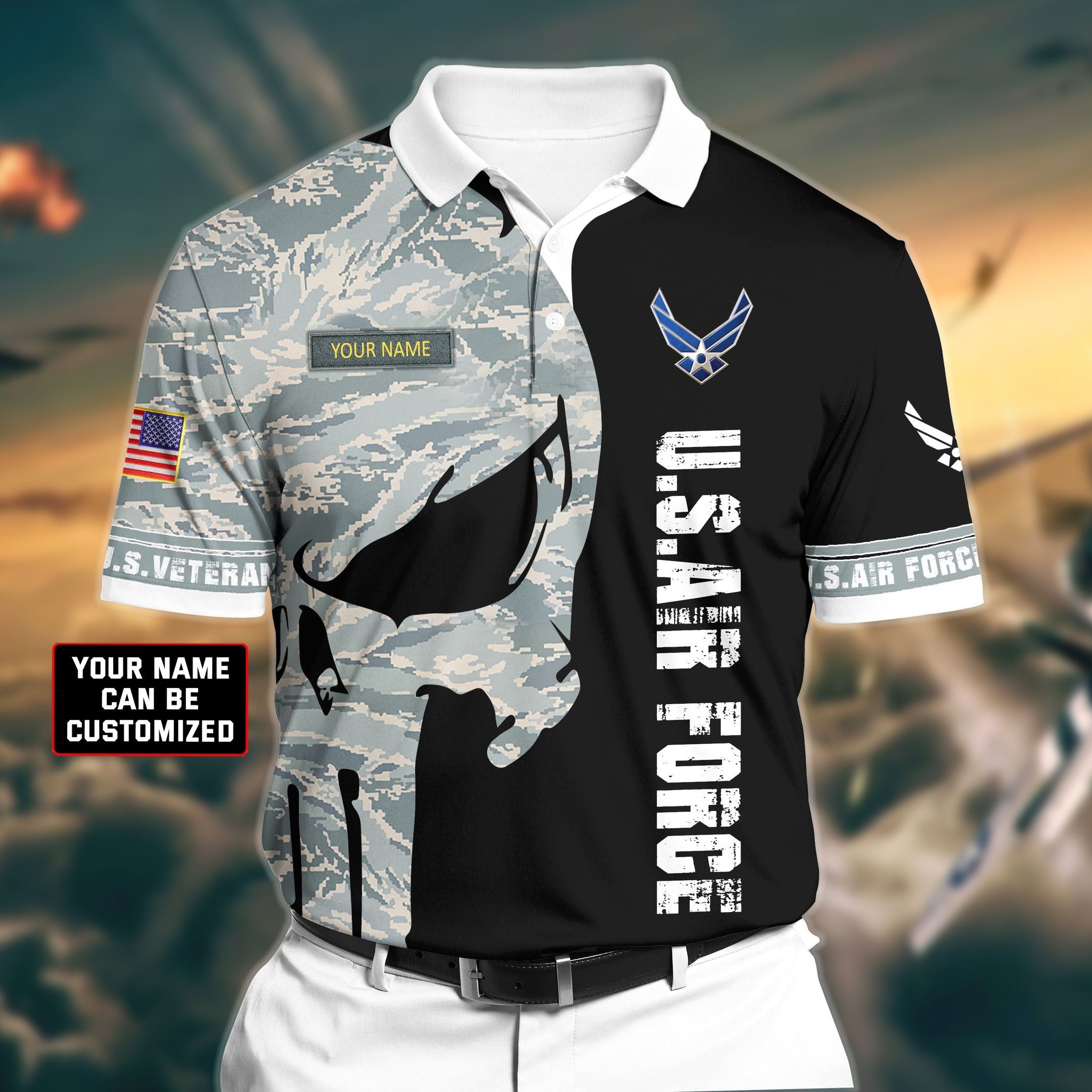 Personalized Premium Veteran U.S Air Force 3D Polo All Over Printed