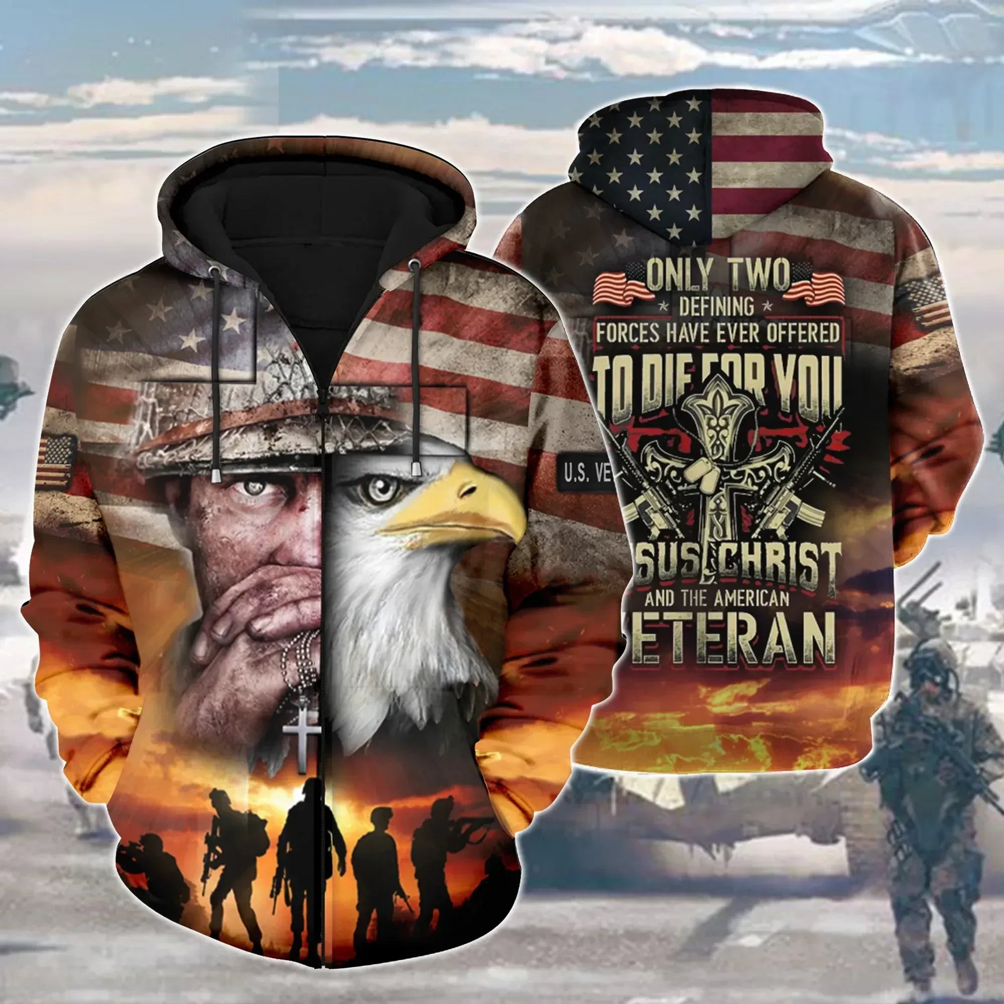 Premium Unique Veteran Zip Hoodie Ultra Soft and Warm