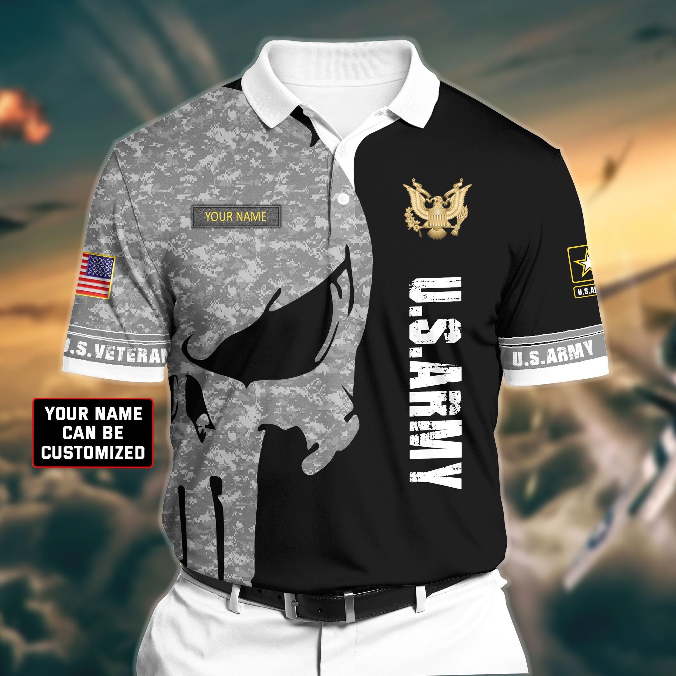 Personalized Premium Veteran U.S Army 1 3D Polo All Over Printed