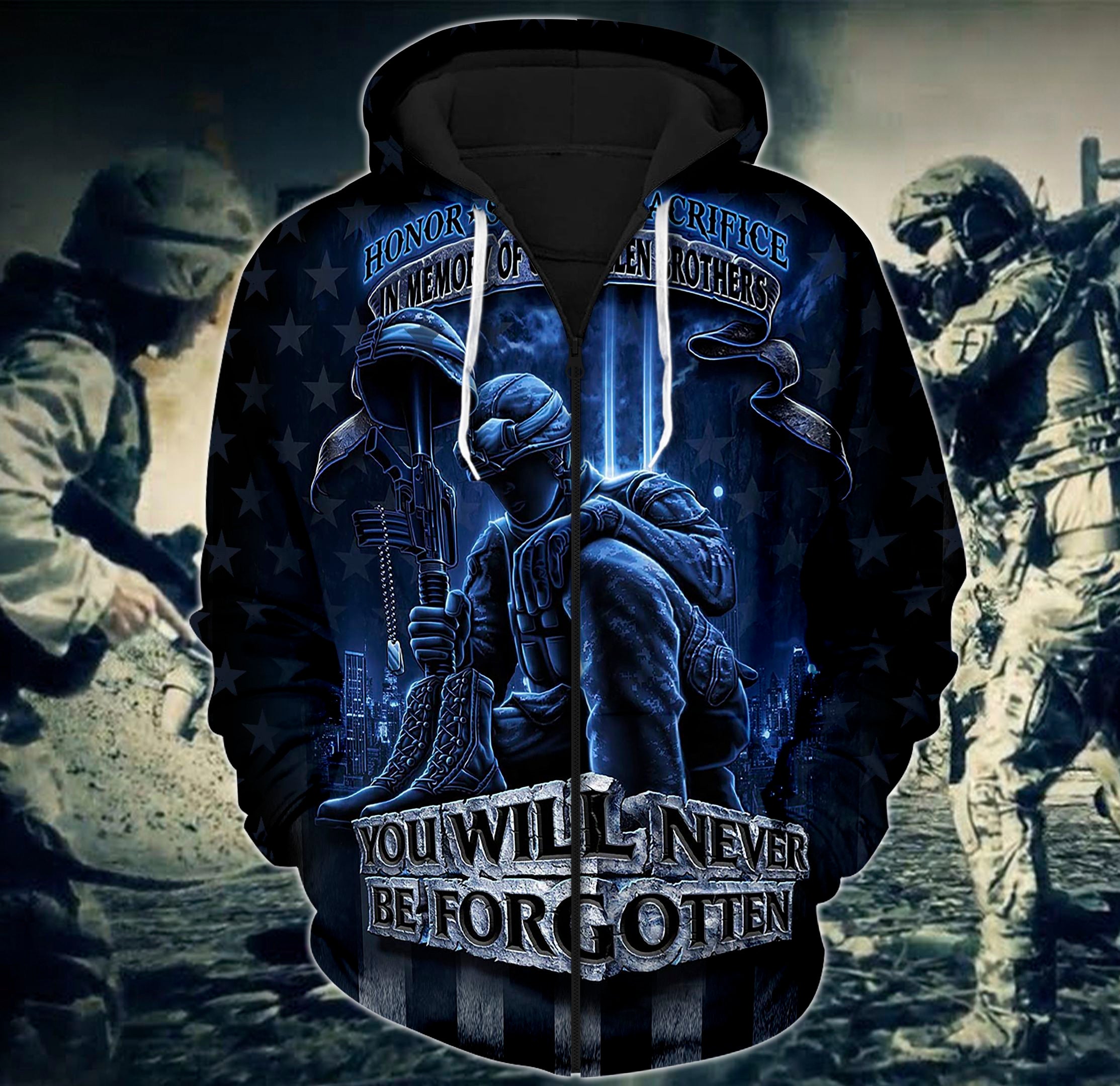 Premium Unique Veteran Zip Hoodie Ultra Soft and Warm-
