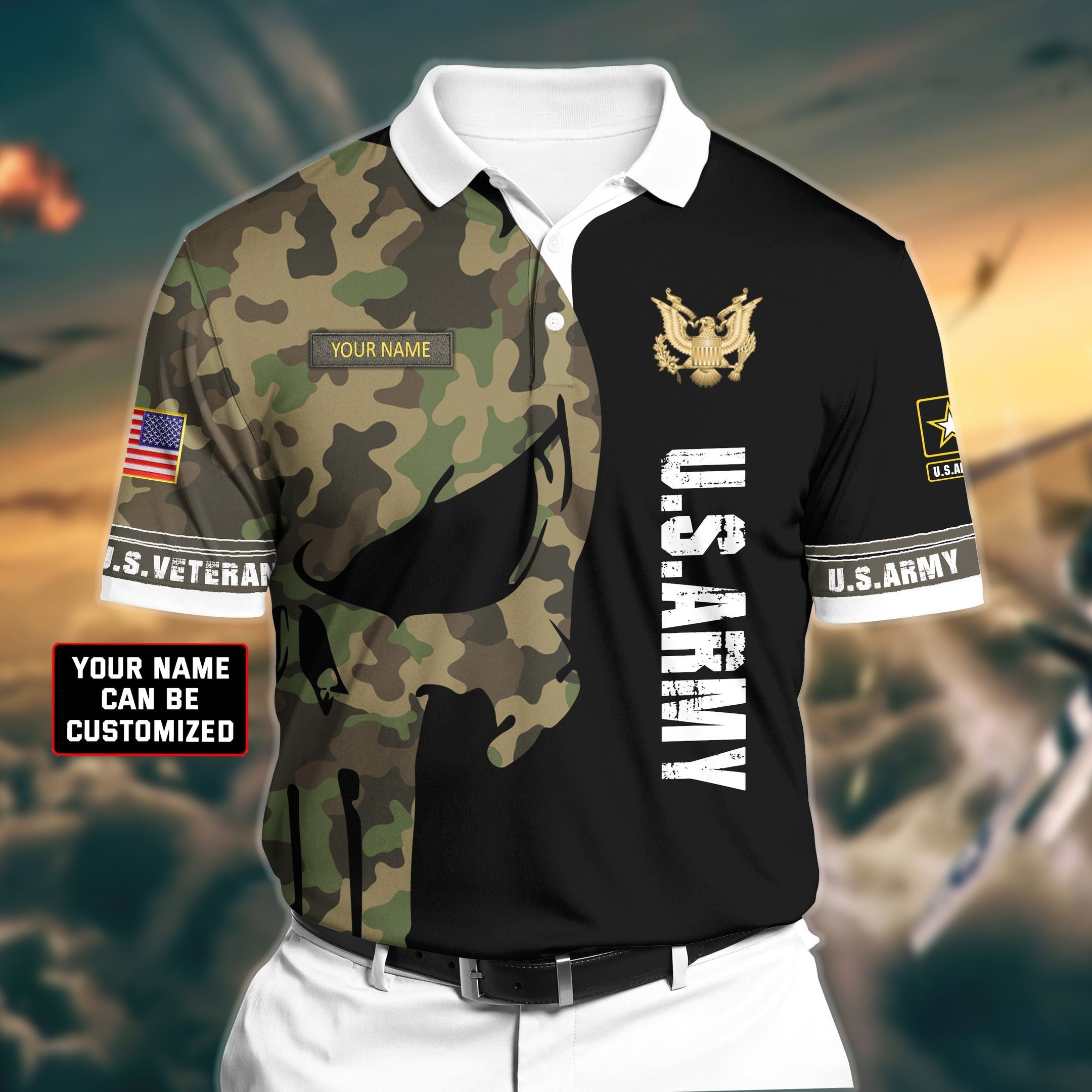 Personalized Premium Veteran U.S Army 2 3D Polo All Over Printed