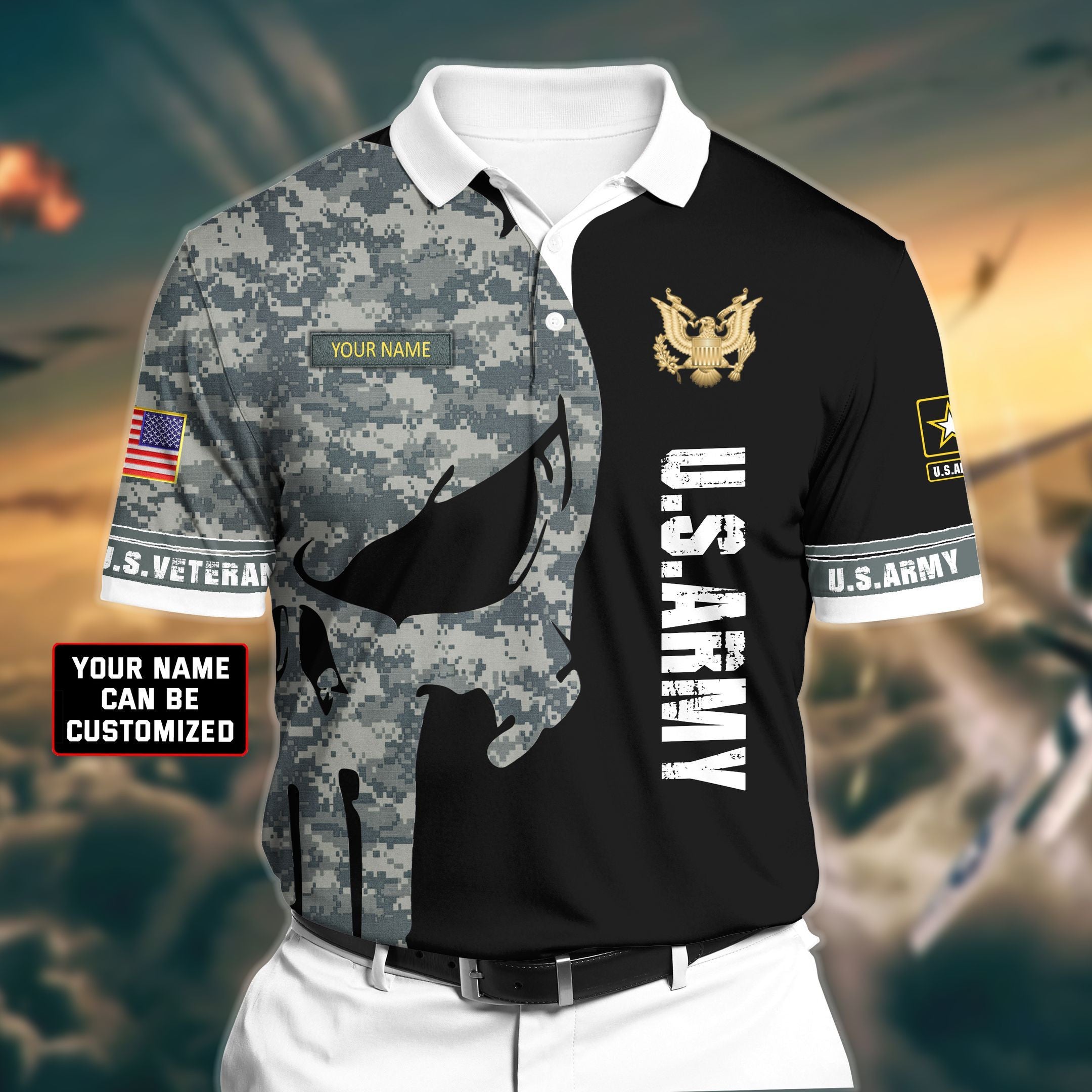 Personalized Premium Veteran U.S Army 2 3D Polo All Over Printed