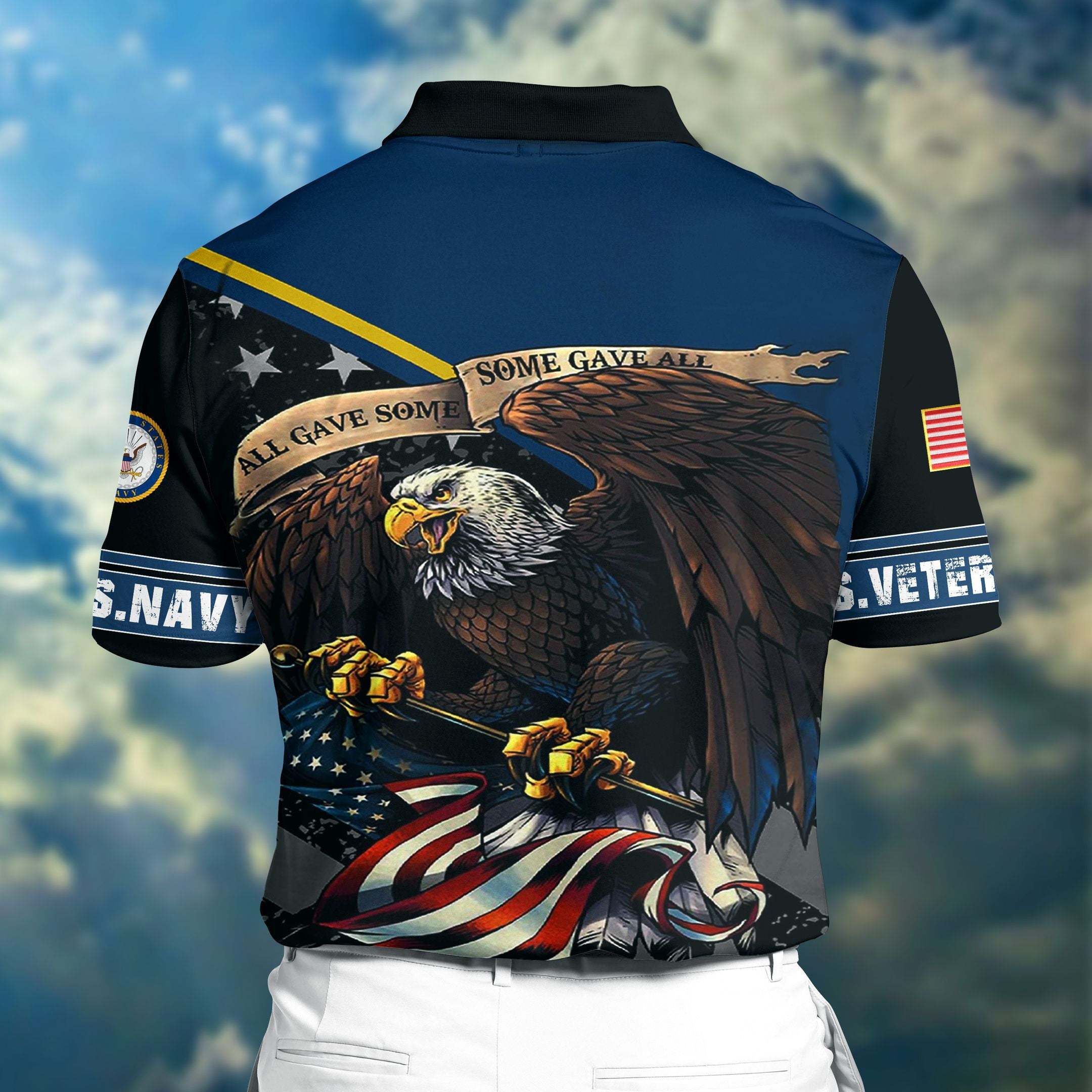 Premium Veteran U.S Navy 3D Polo All Over Printed
