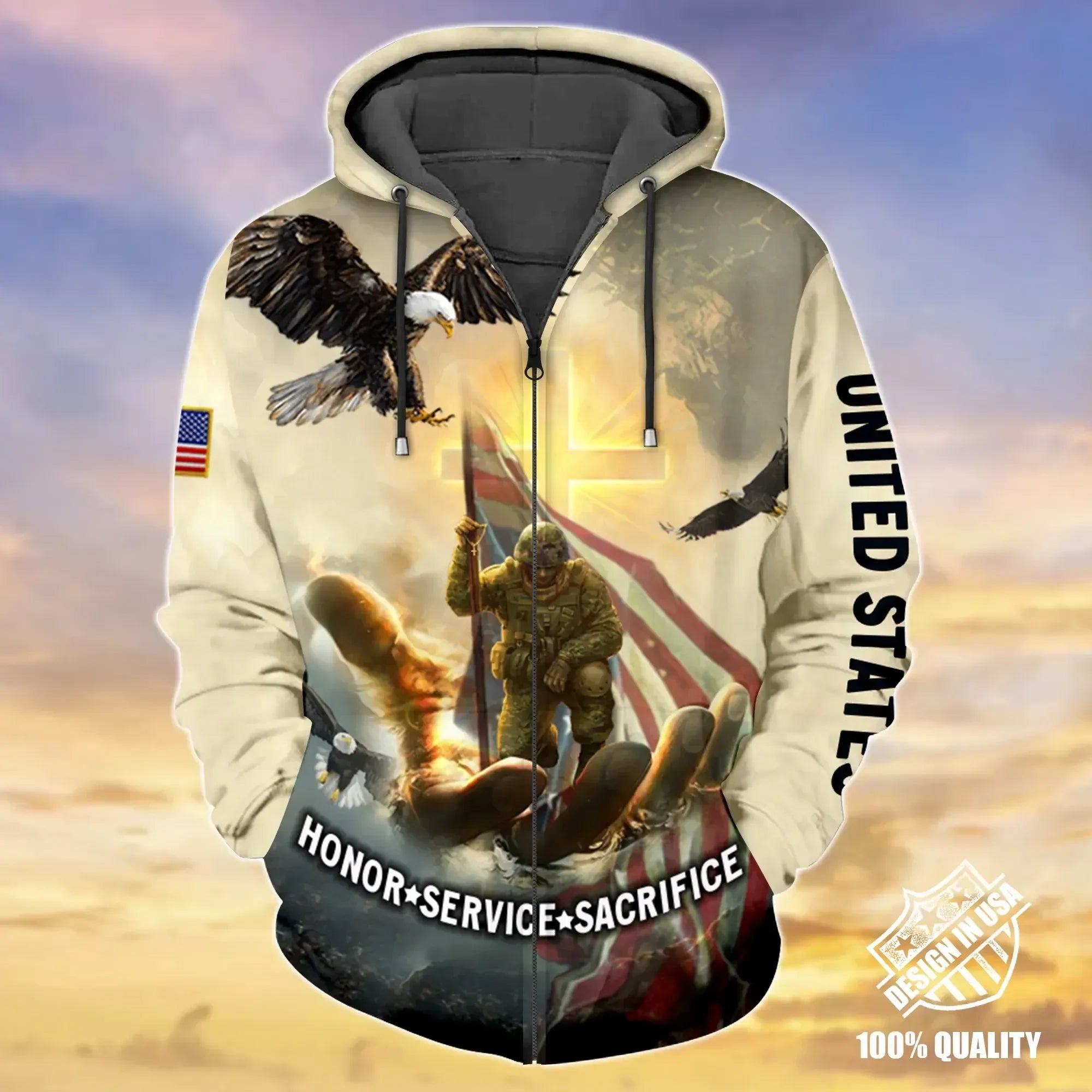 Premium Unique Veteran Zip Hoodie Ultra Soft and Warm