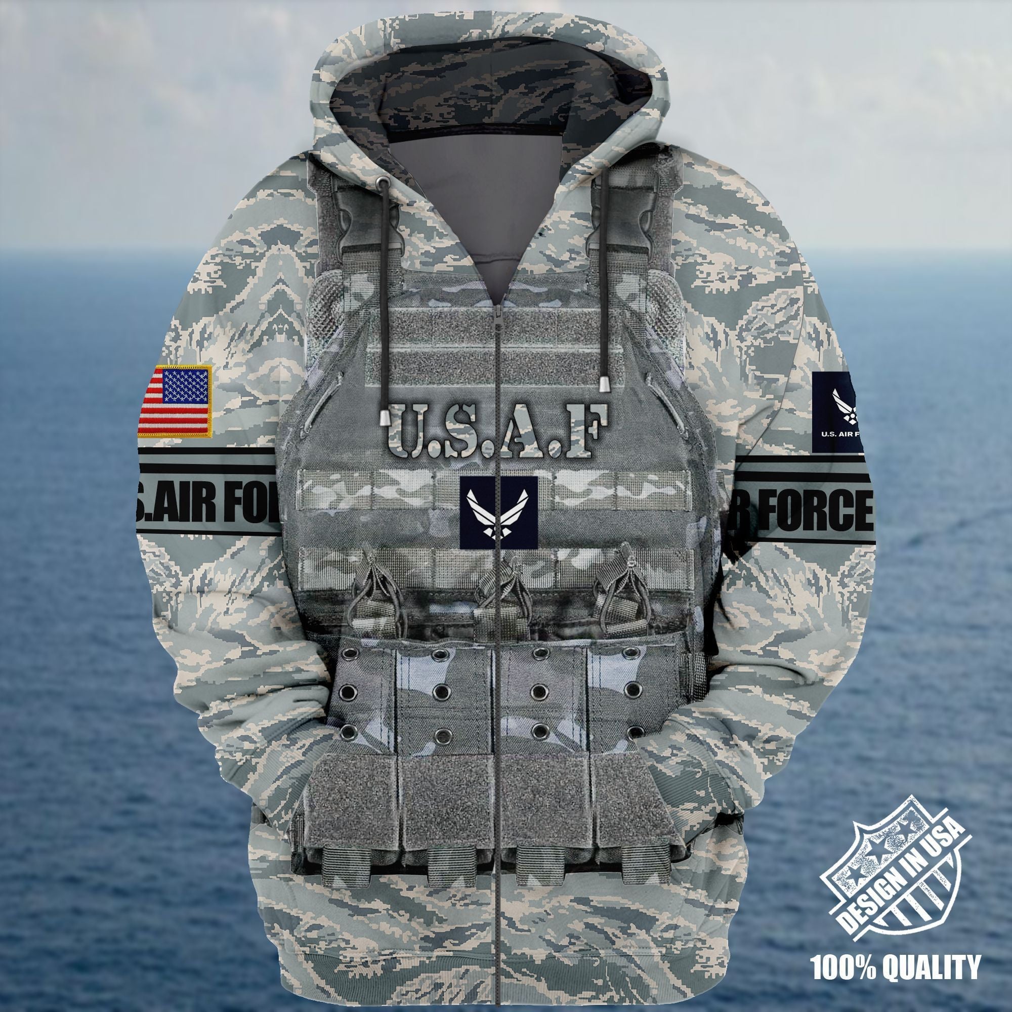 Premium Unique Veteran Zip Hoodie Ultra Soft and Warm Air Force