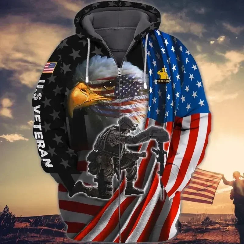 Premium Unique Veteran Zip Hoodie Ultra Soft and Warm