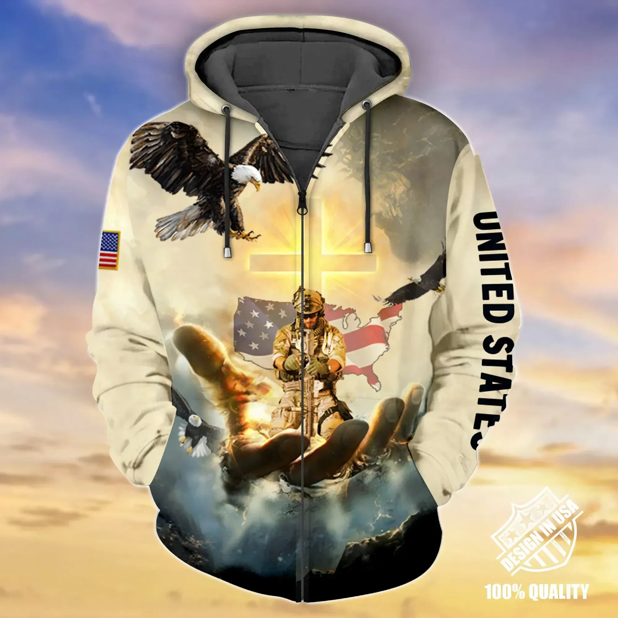 Premium Unique Veteran Zip Hoodie Ultra Soft and Warm
