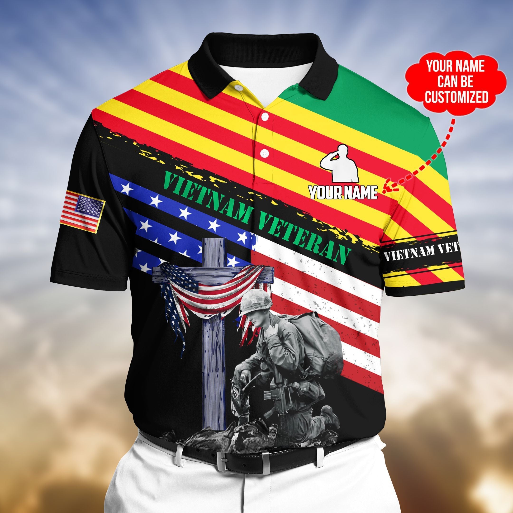 Premium Personalized Vietnam Veteran 3D Polo All Over Printed
