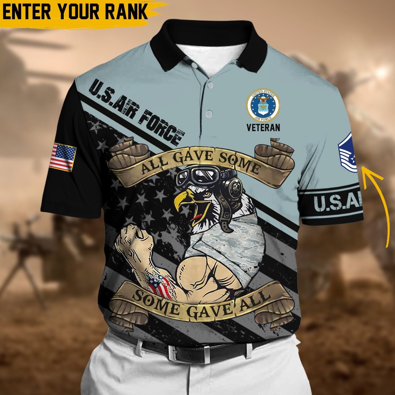 Personalized Premium Multiple US Military Services Veteran Polo Shirt