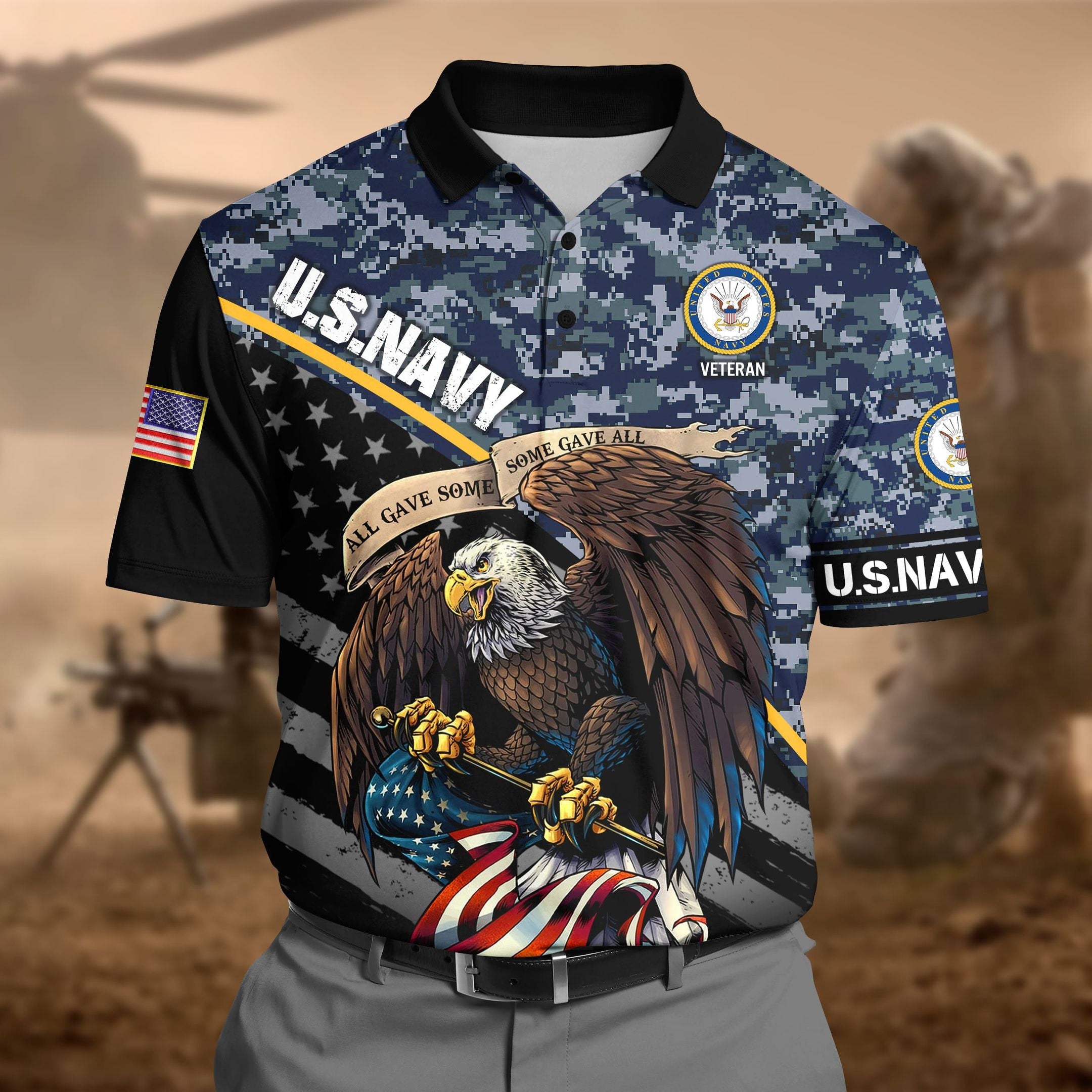 Premium U.S Navy Pattern 1 3D Polo All Over Printed