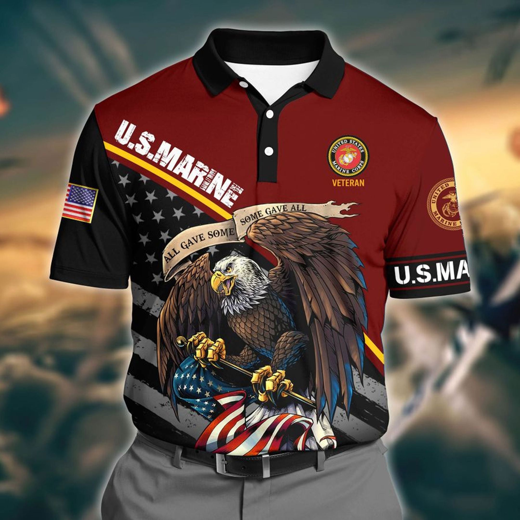 Premium U.S Navy Pattern 1 3D Polo All Over Printed