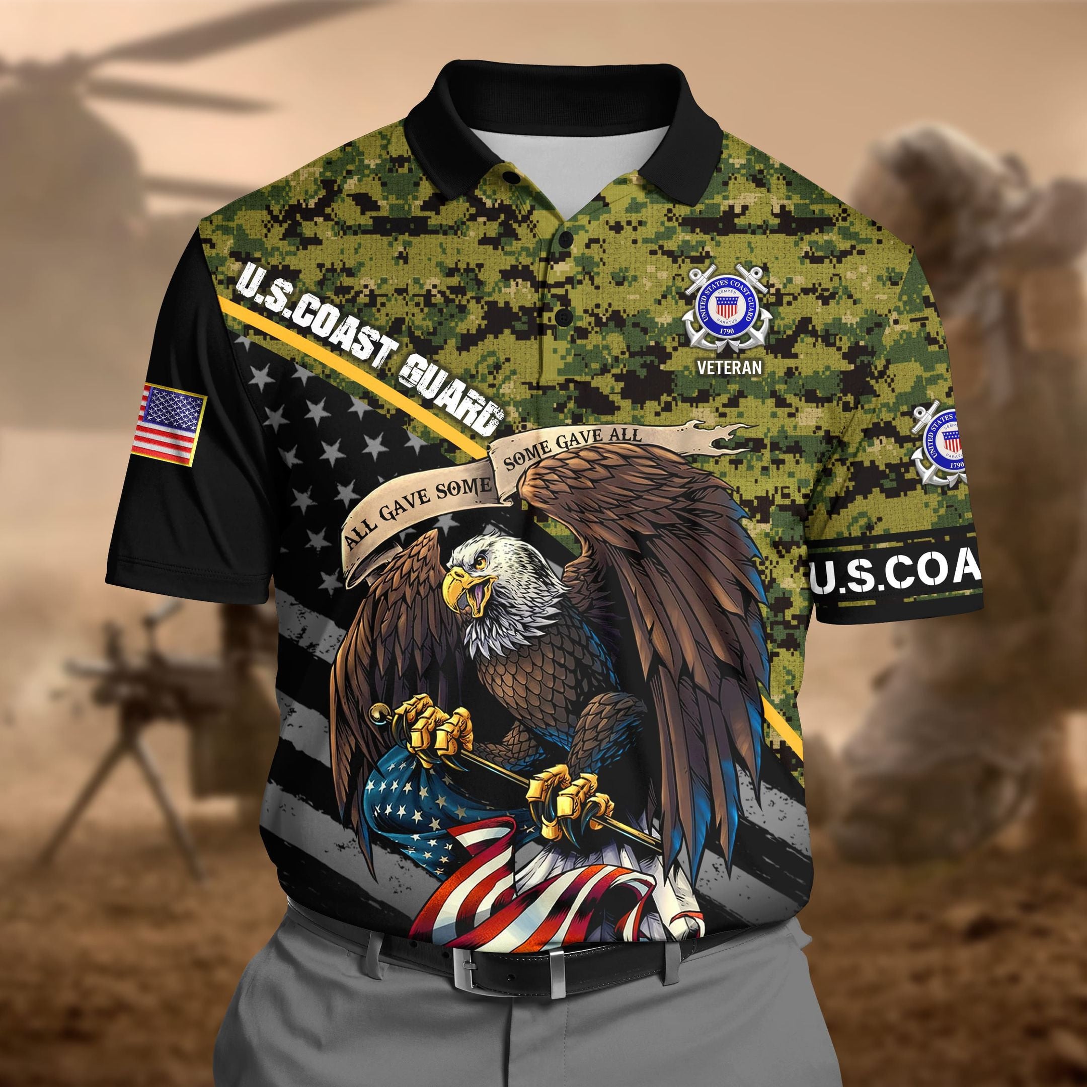 Premium U.S Coast Guard 3D Polo All Over Printed