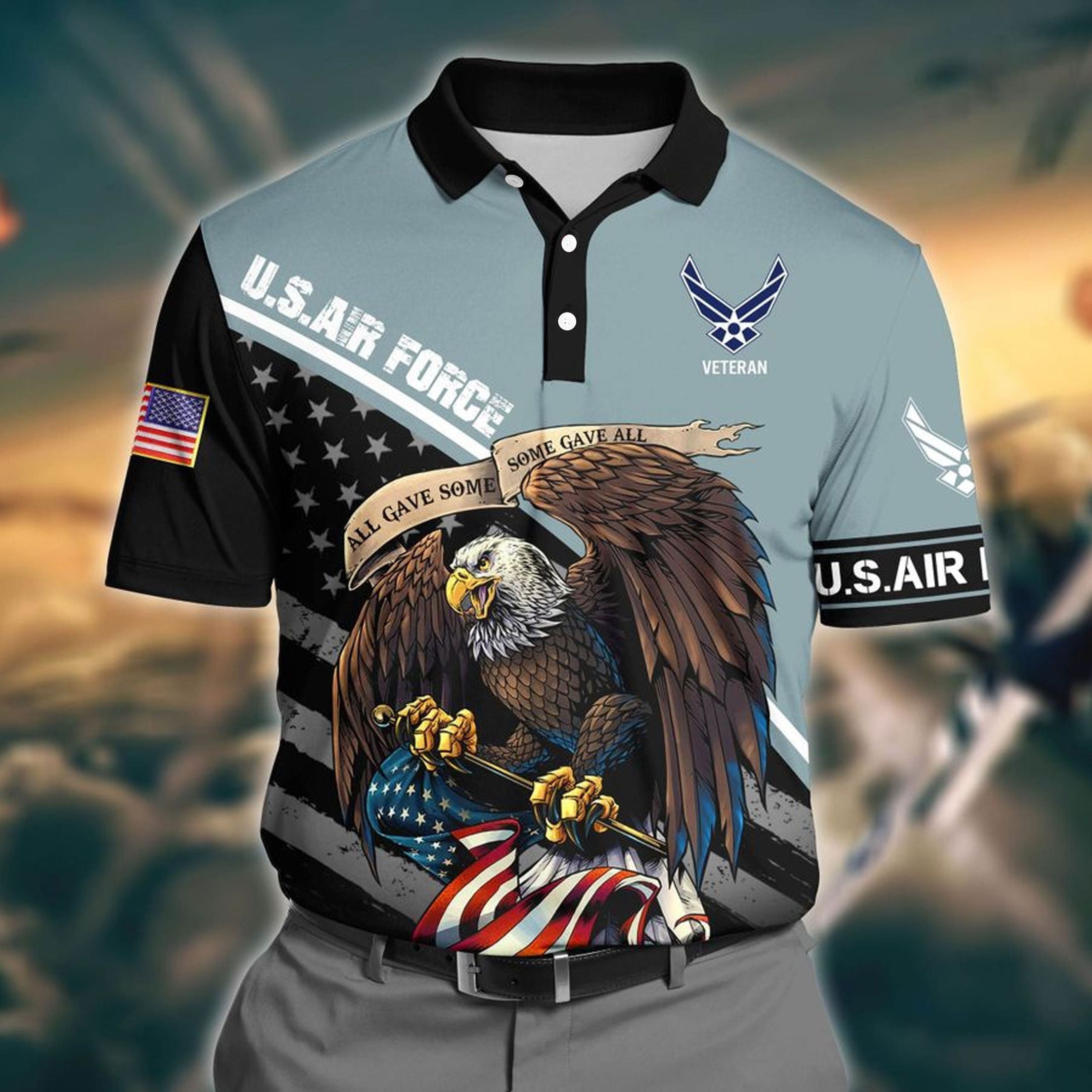 Premium U.S Air Force 3D Polo All Over Printed