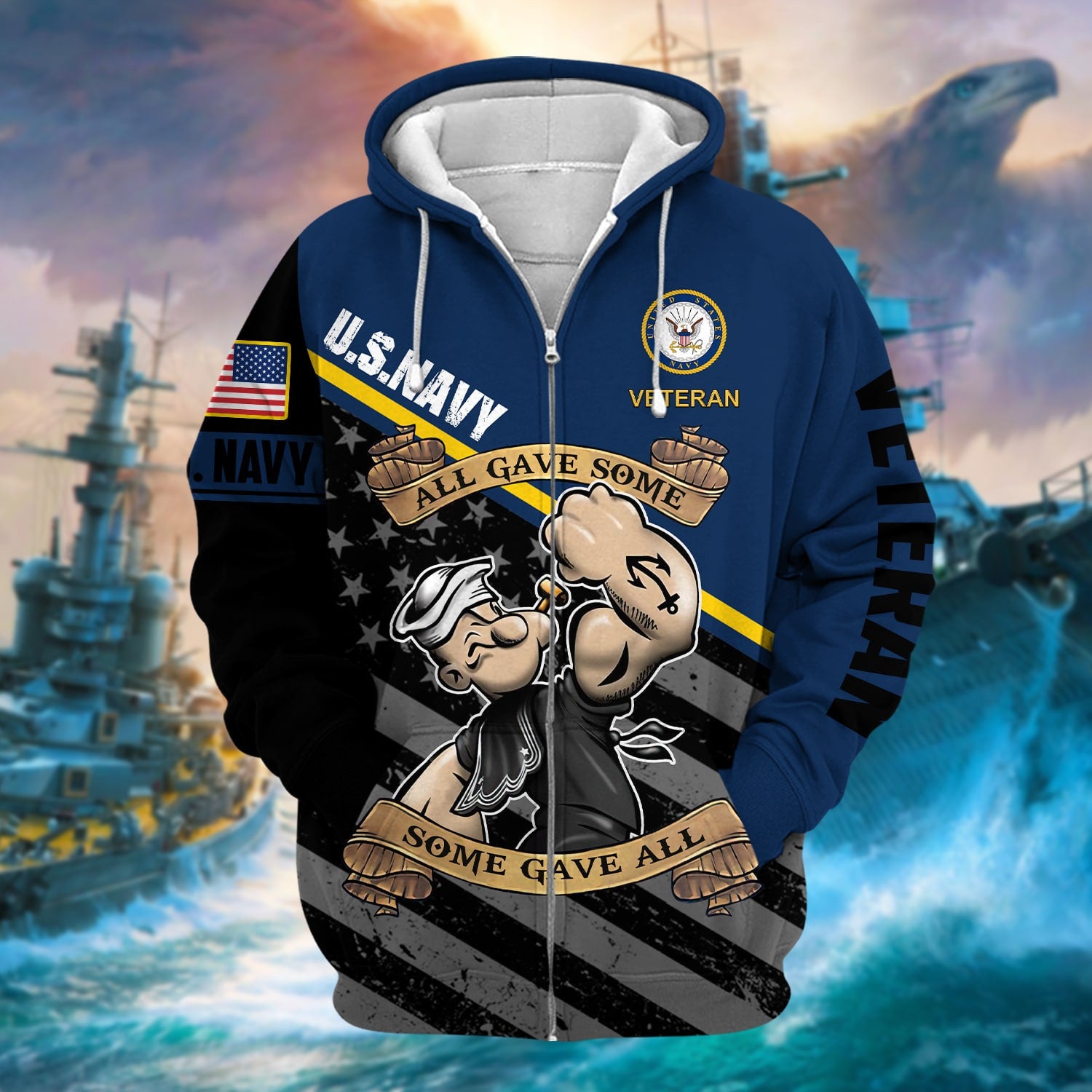 Premium U.S Navy Veteran Zip Hoodie