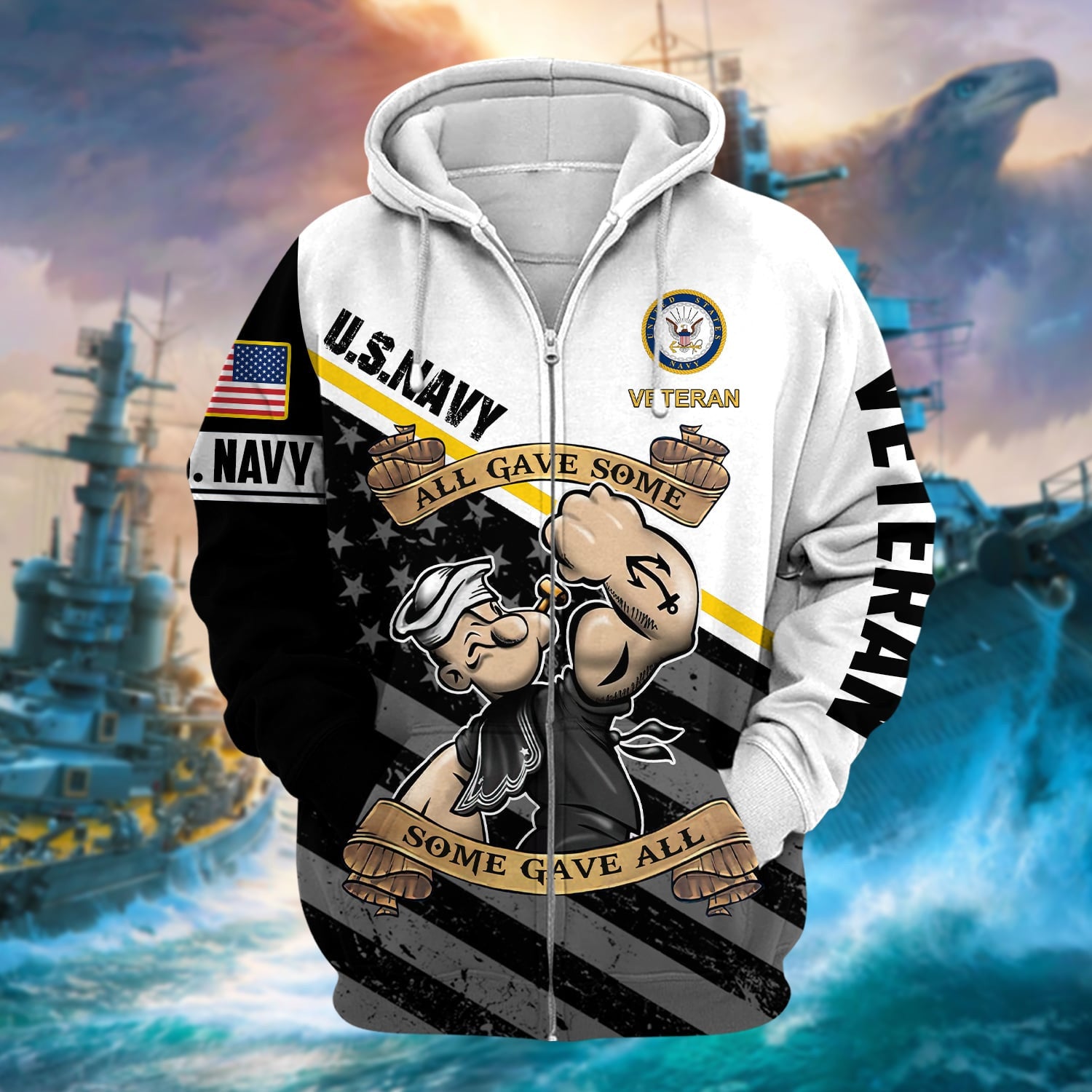 Premium U.S Navy Veteran Zip Hoodie