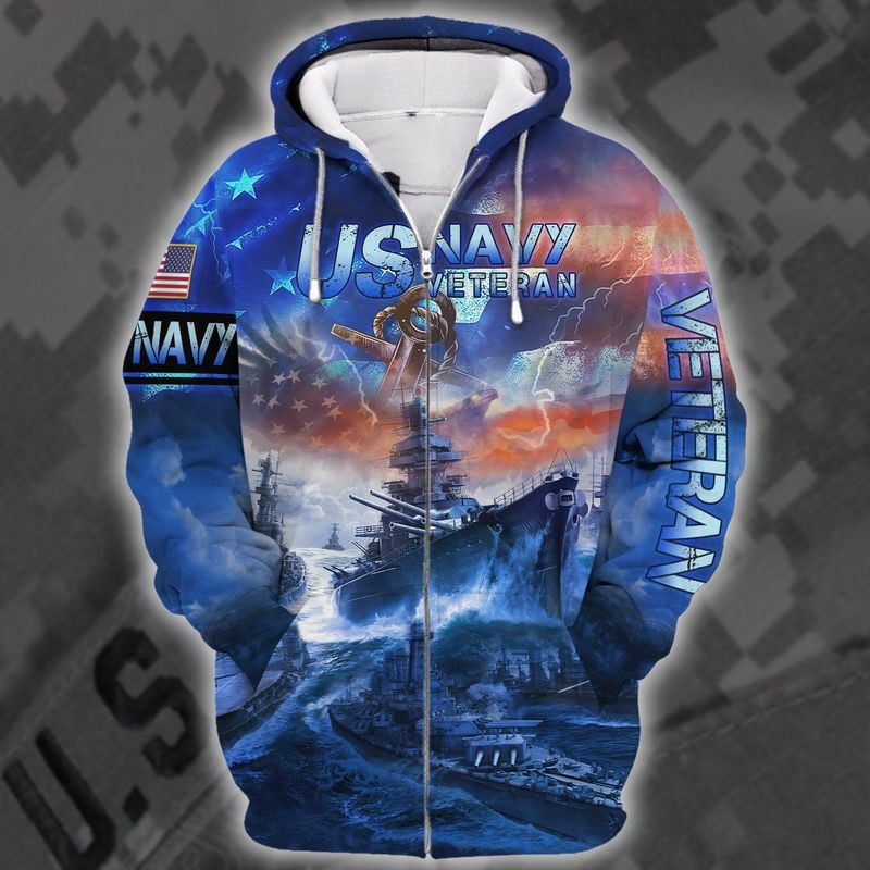 Unique U.S.Navy Veteran Zip Hoodie
