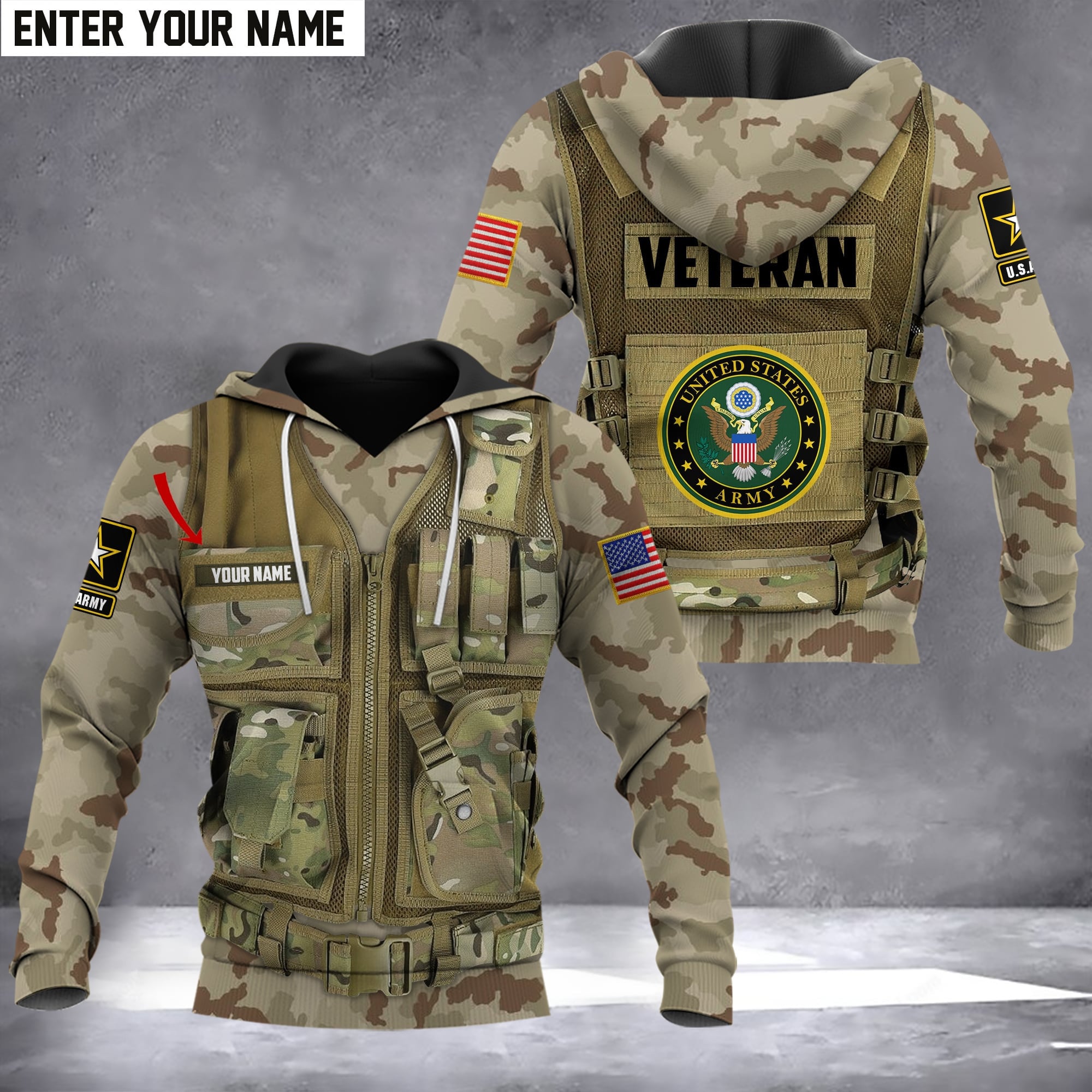 Personalized Name U.S Veteran Hoodie