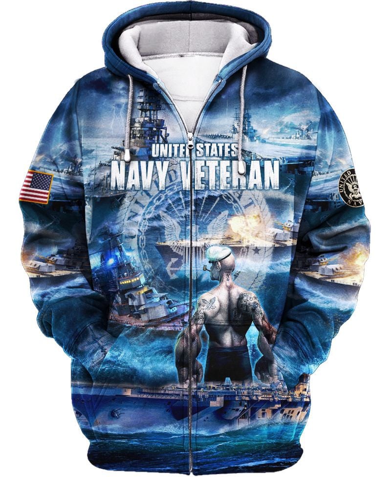 Unique U.S Navy Veteran Zip Hoodie