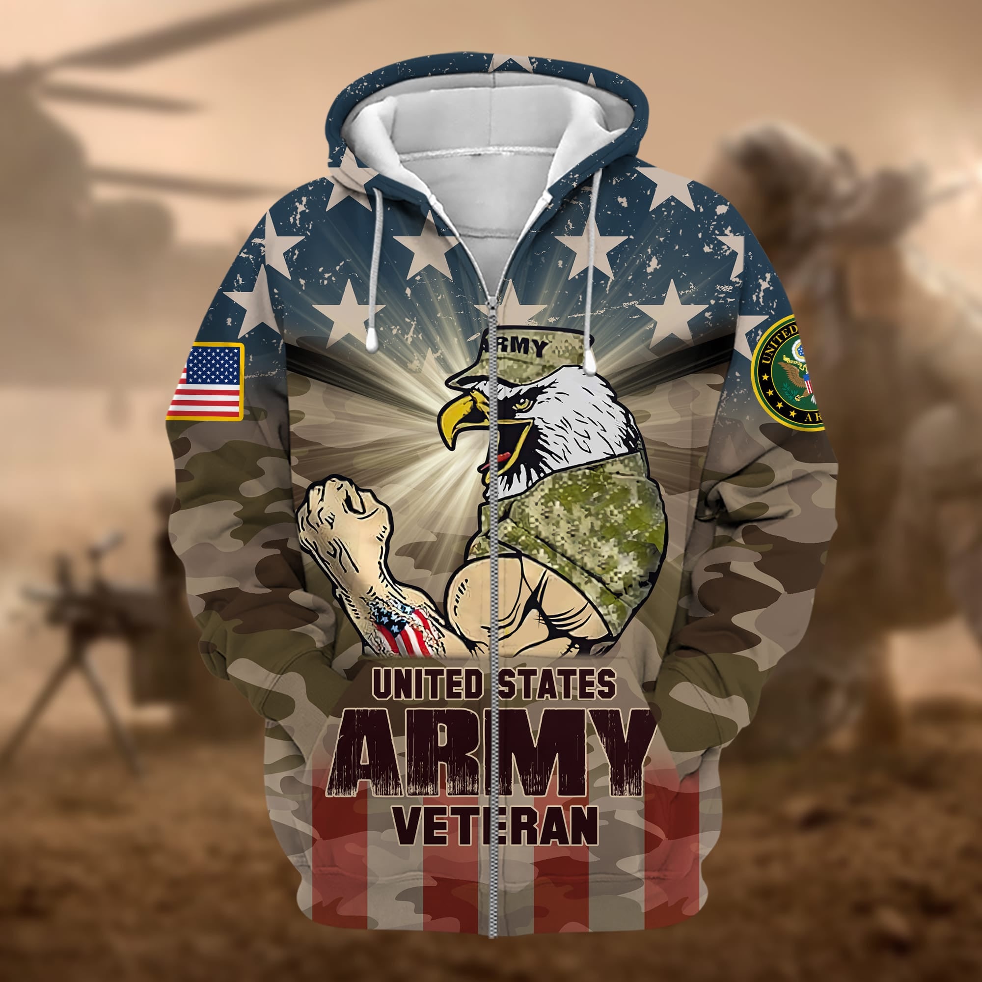 Premium Multiple US Military Services Veteran Zip Hoodie