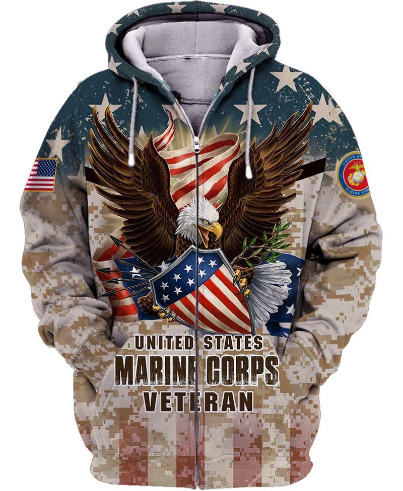 Premium Multiple US Military Services Veteran Zip Hoodie
